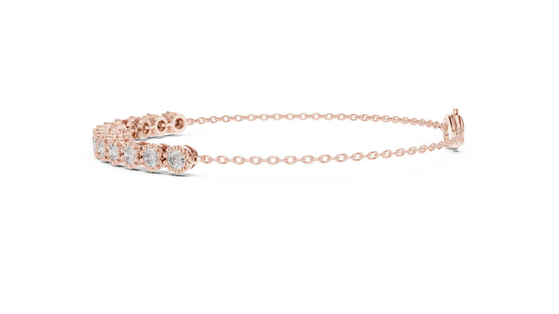 11 Pointer  Round Diamond Station Chain Bracelet