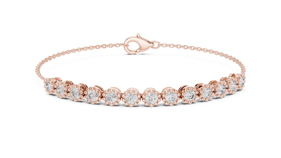 11 Pointer  Round Diamond Station Chain Bracelet