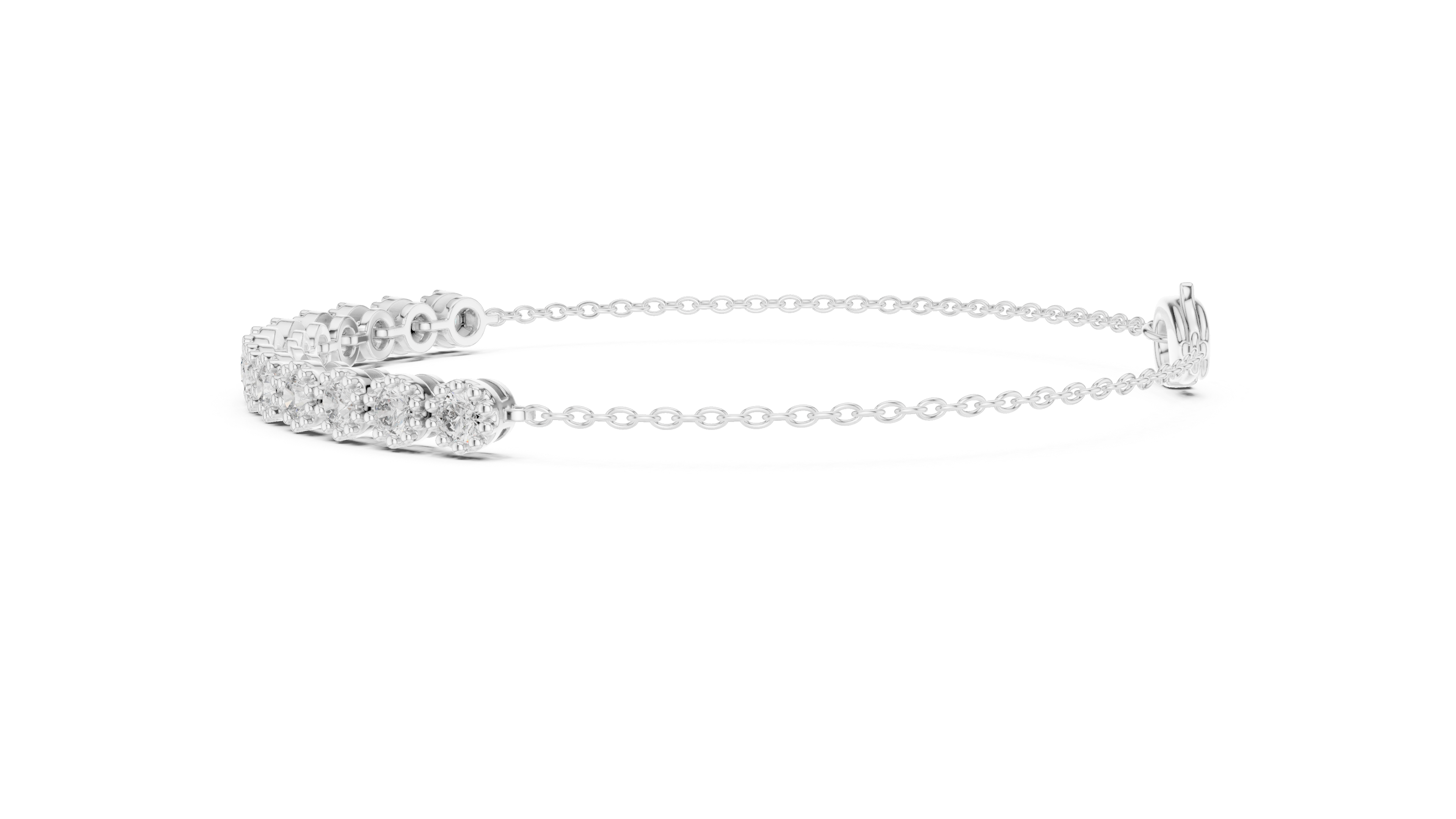 11 Pointer  Round Diamond Station Chain Bracelet