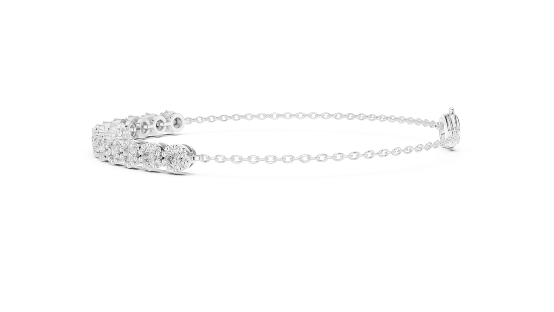 11 Pointer  Round Diamond Station Chain Bracelet