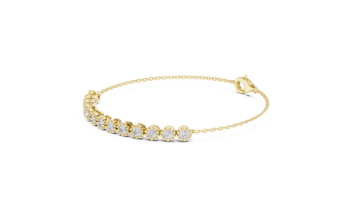 11 Pointer  Round Diamond Station Chain Bracelet