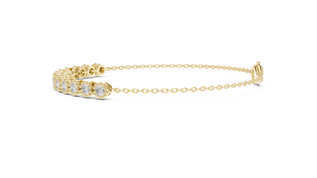 11 Pointer  Round Diamond Station Chain Bracelet