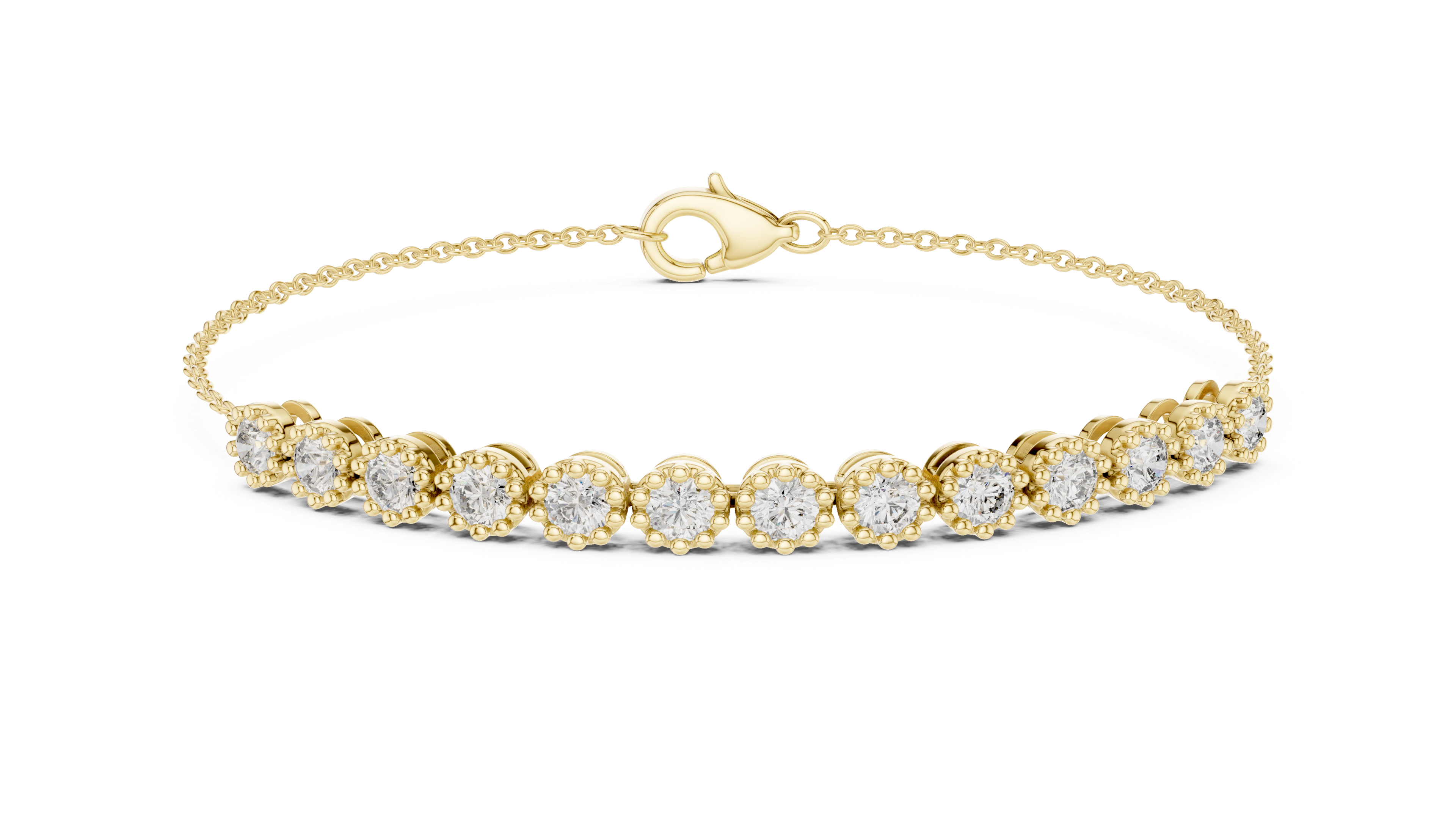 11 Pointer  Round Diamond Station Chain Bracelet