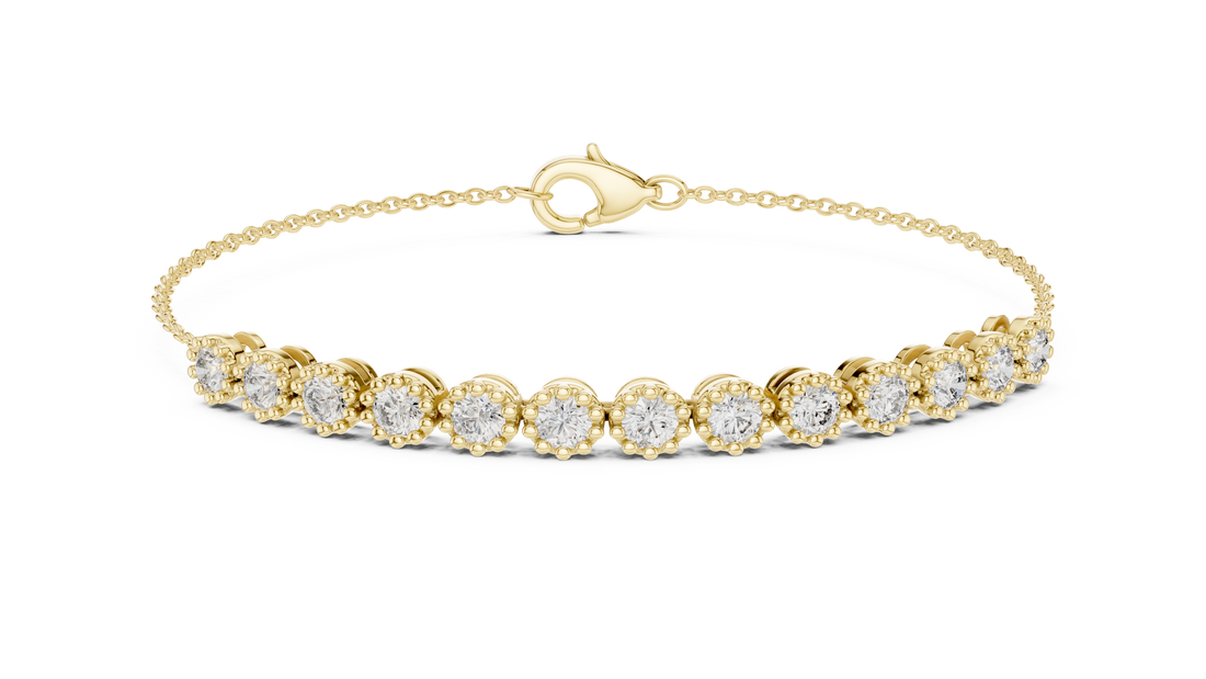 11 Pointer  Round Diamond Station Chain Bracelet