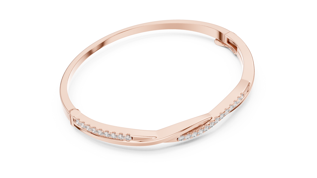 2.5 Pointer Twisted Round Diamond U-Cut Bangle