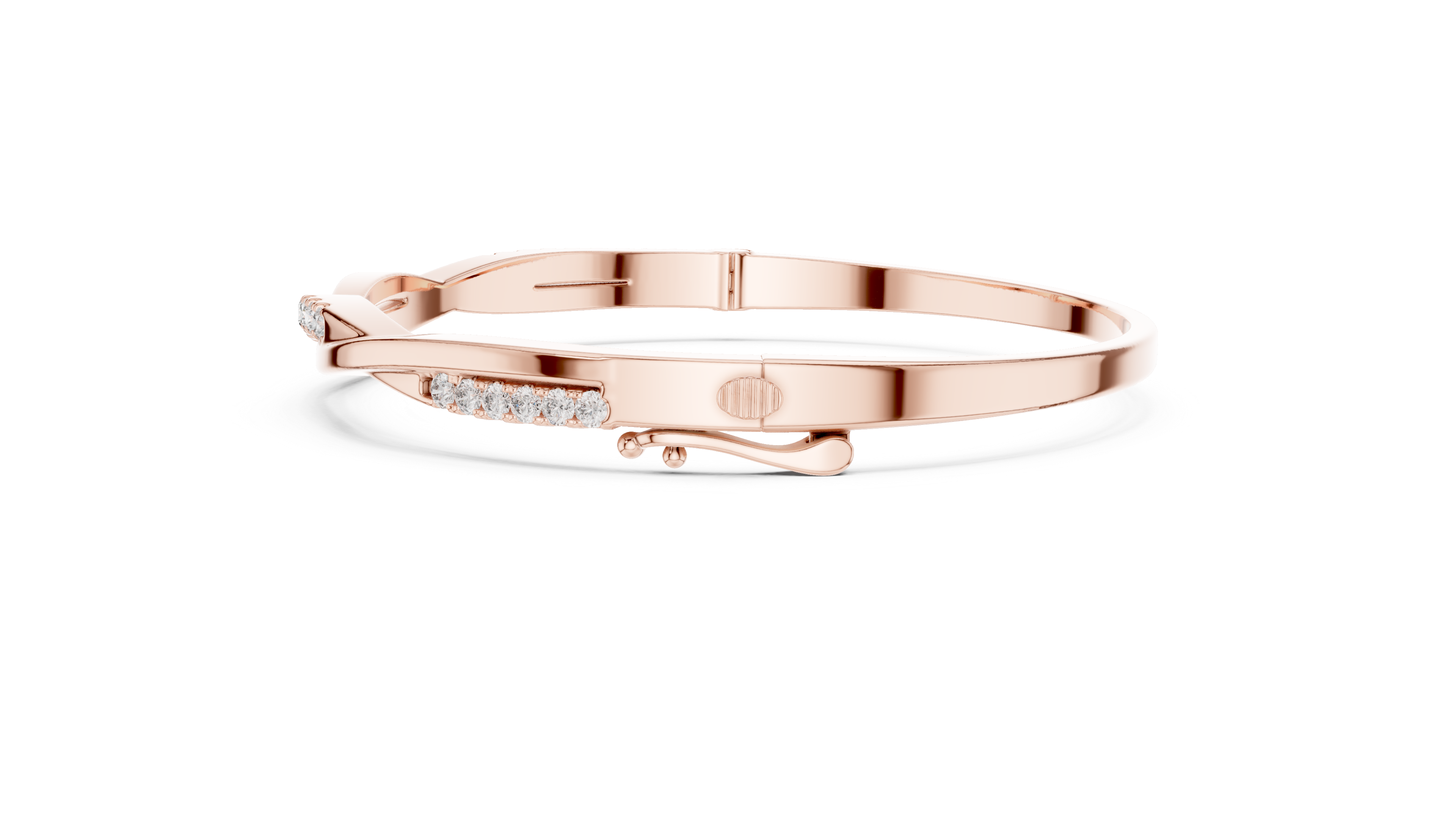 2.5 Pointer Twisted Round Diamond U-Cut Bangle