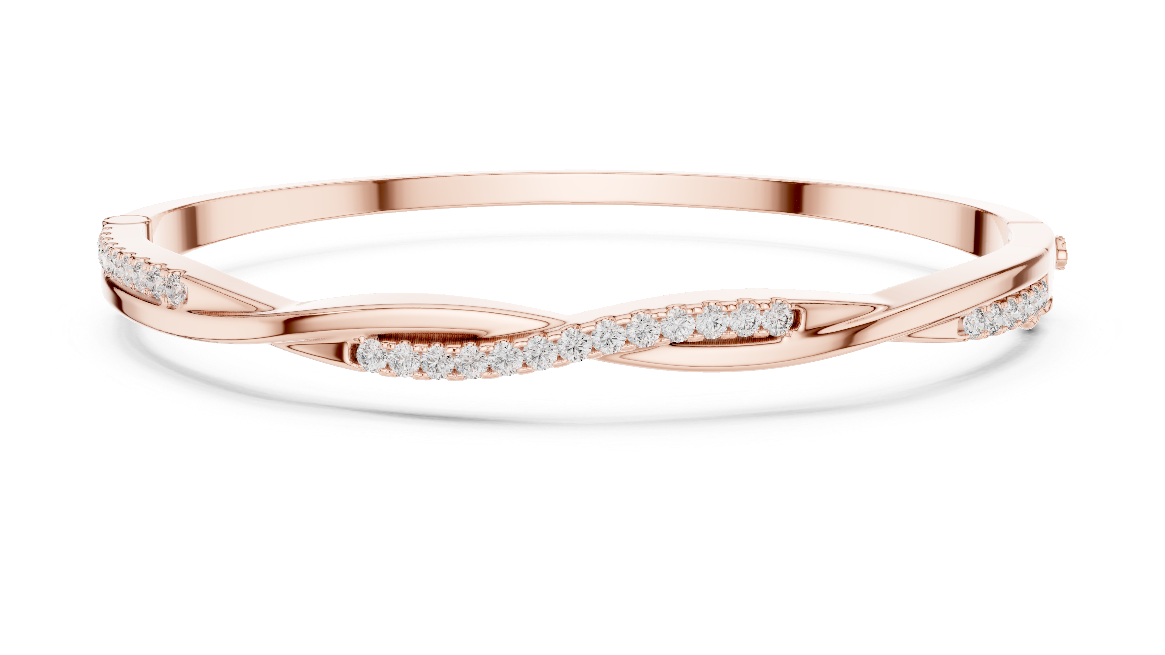 2.5 Pointer Twisted Round Diamond U-Cut Bangle