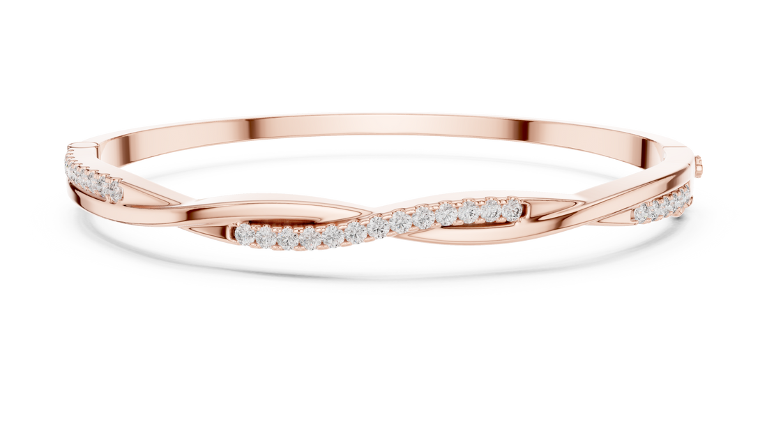 2.5 Pointer Twisted Round Diamond U-Cut Bangle