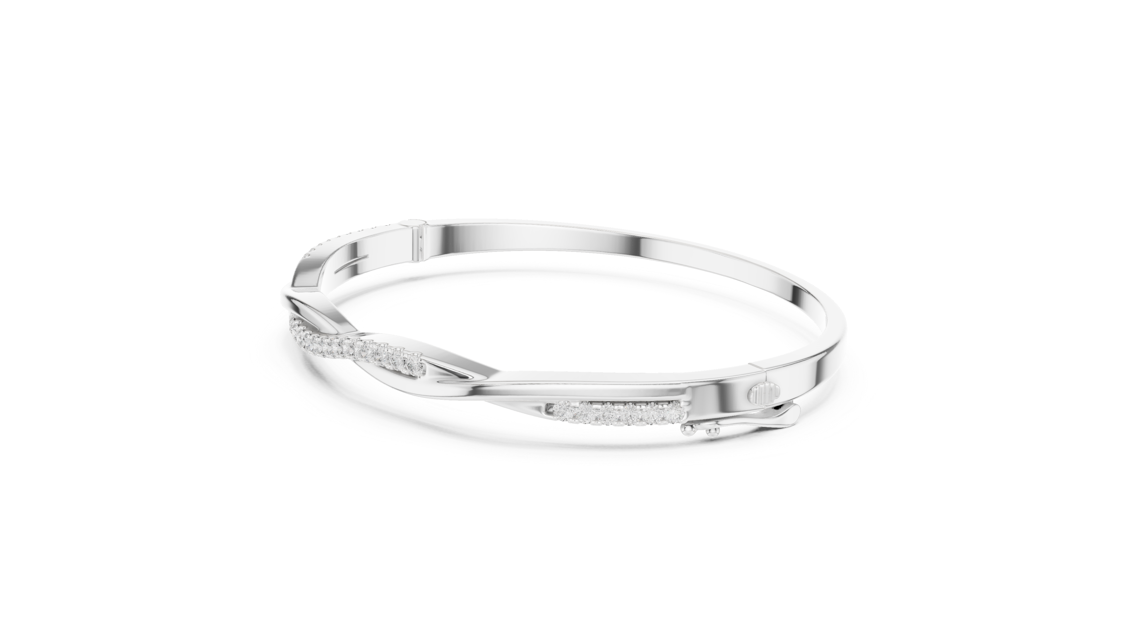 2.5 Pointer Twisted Round Diamond U-Cut Bangle