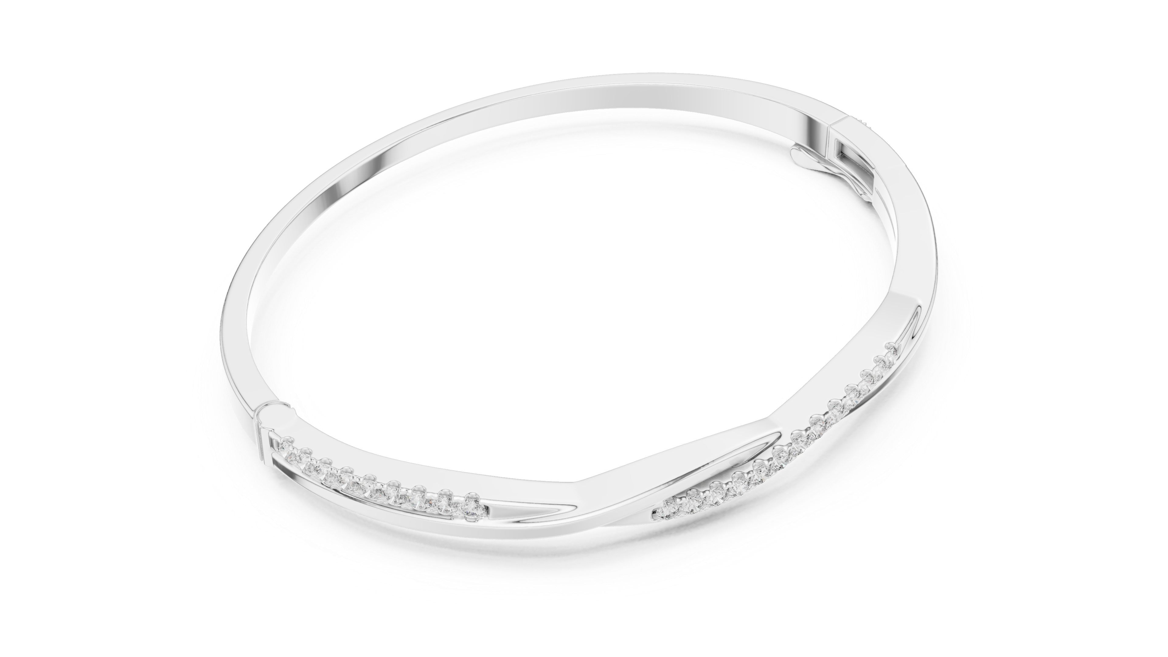 2.5 Pointer Twisted Round Diamond U-Cut Bangle