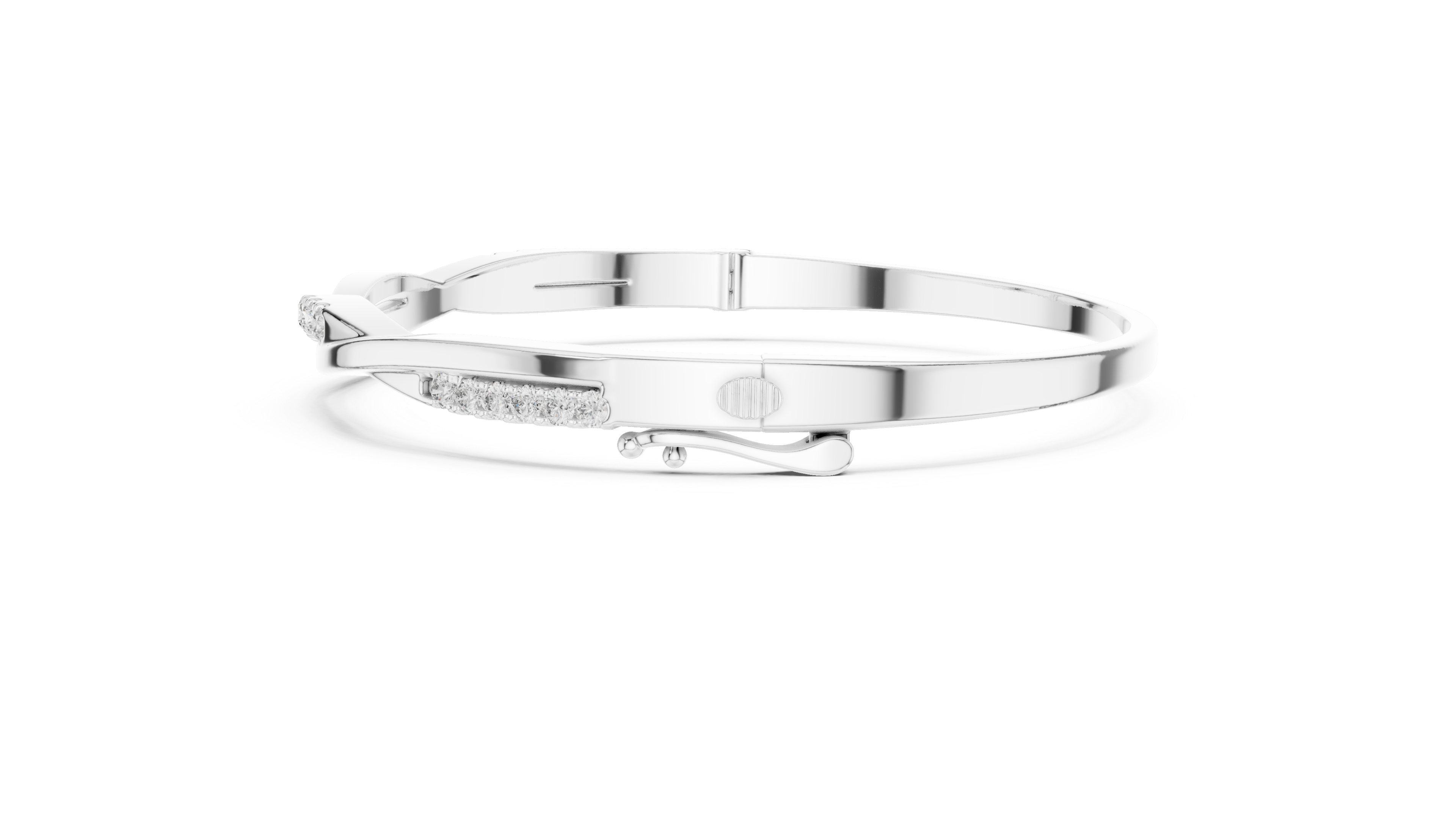 2.5 Pointer Twisted Round Diamond U-Cut Bangle