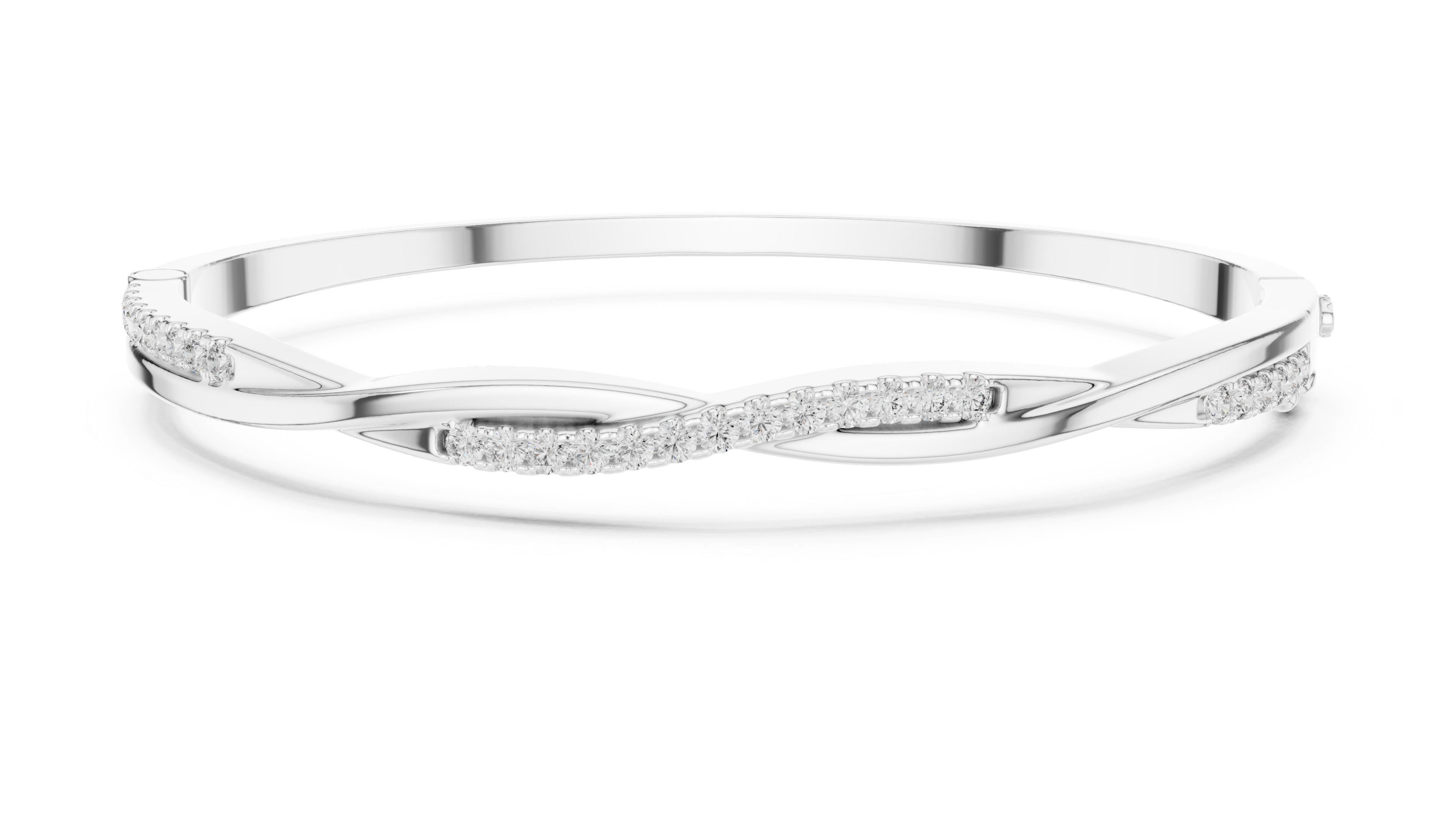2.5 Pointer Twisted Round Diamond U-Cut Bangle