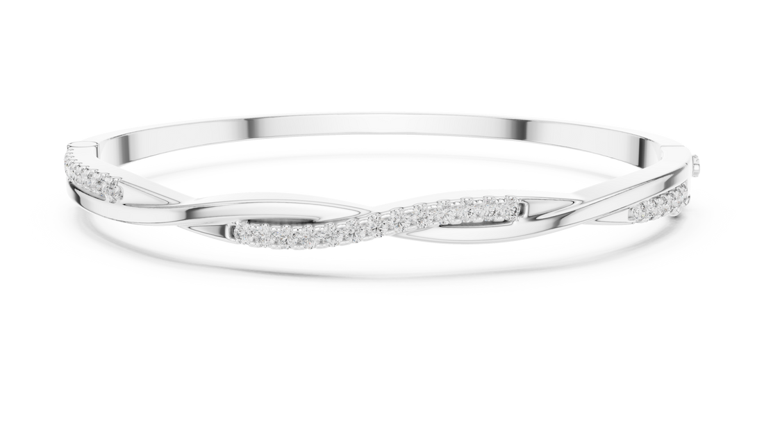 2.5 Pointer Twisted Round Diamond U-Cut Bangle