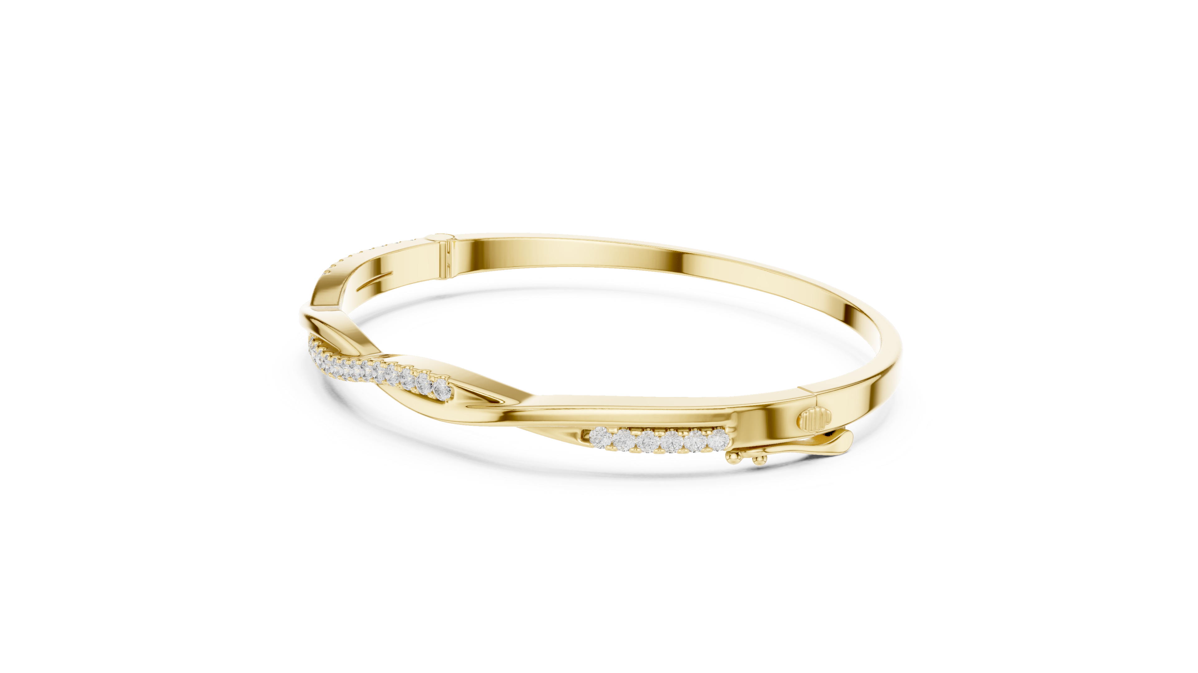 2.5 Pointer Twisted Round Diamond U-Cut Bangle