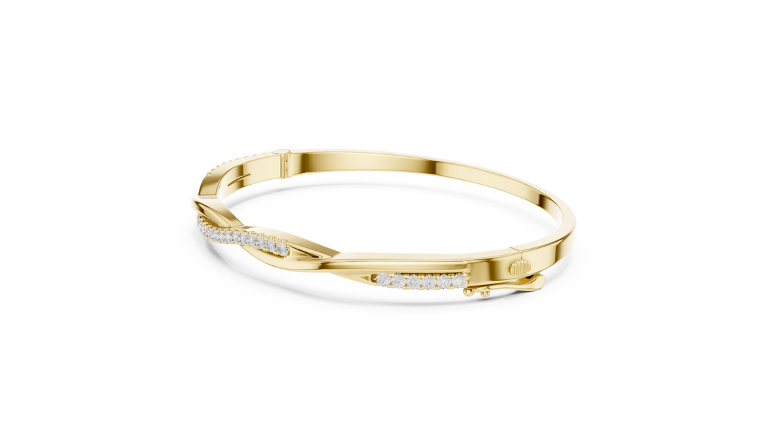 2.5 Pointer Twisted Round Diamond U-Cut Bangle