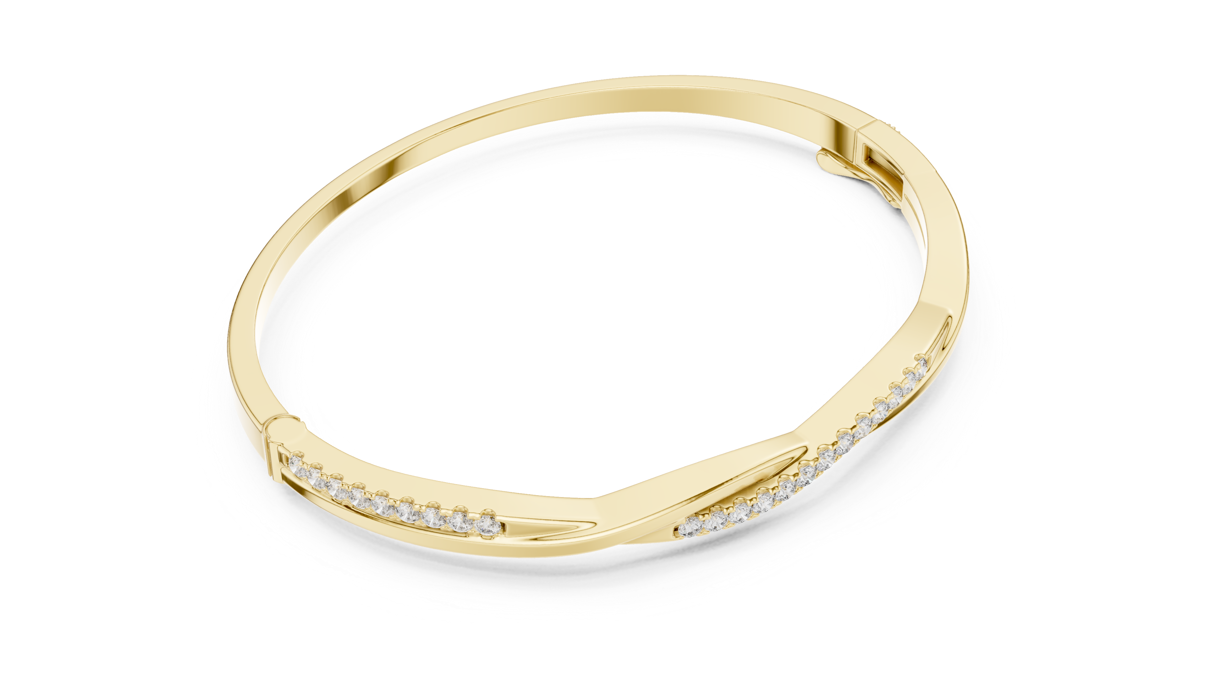 2.5 Pointer Twisted Round Diamond U-Cut Bangle