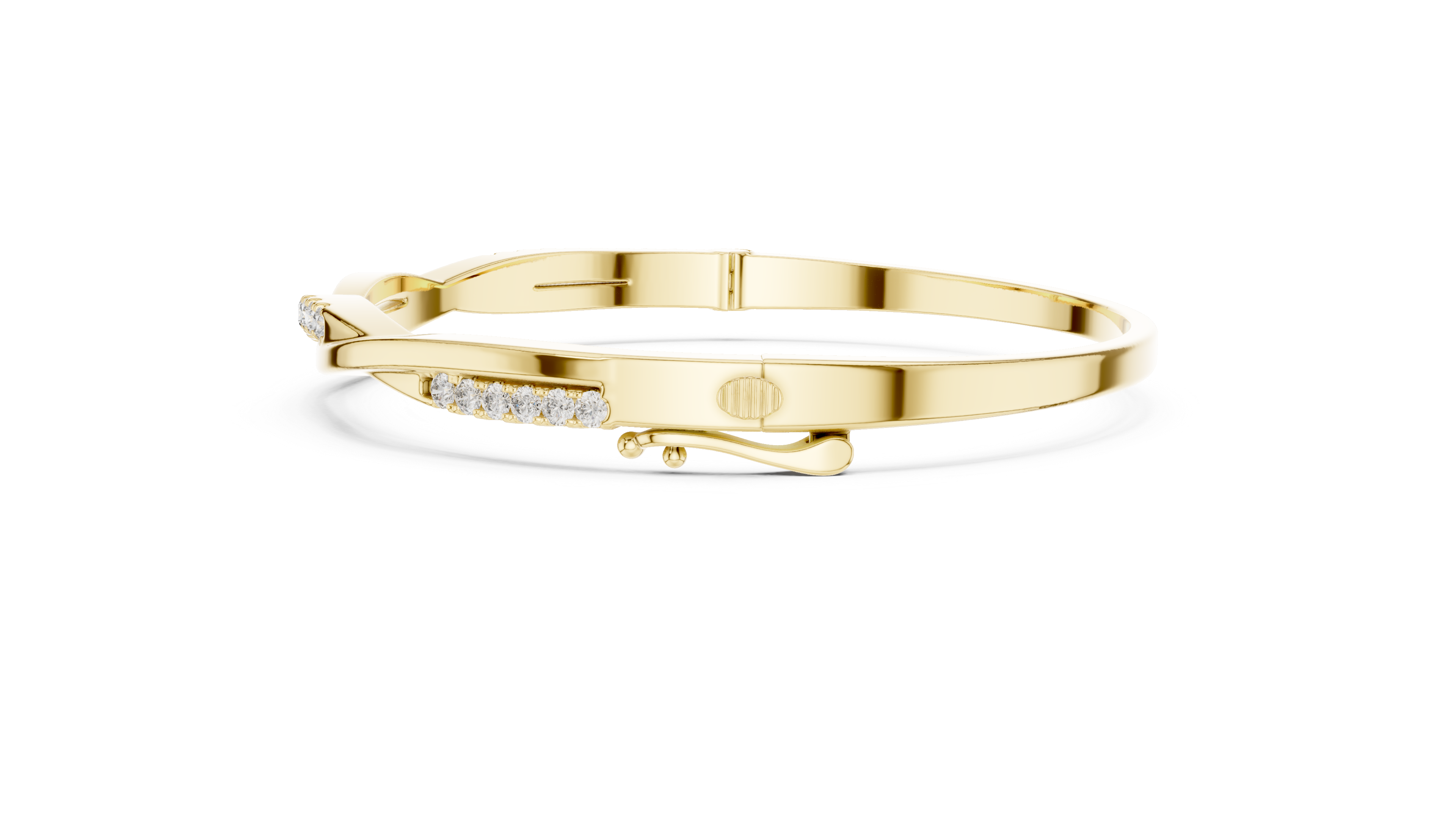 2.5 Pointer Twisted Round Diamond U-Cut Bangle