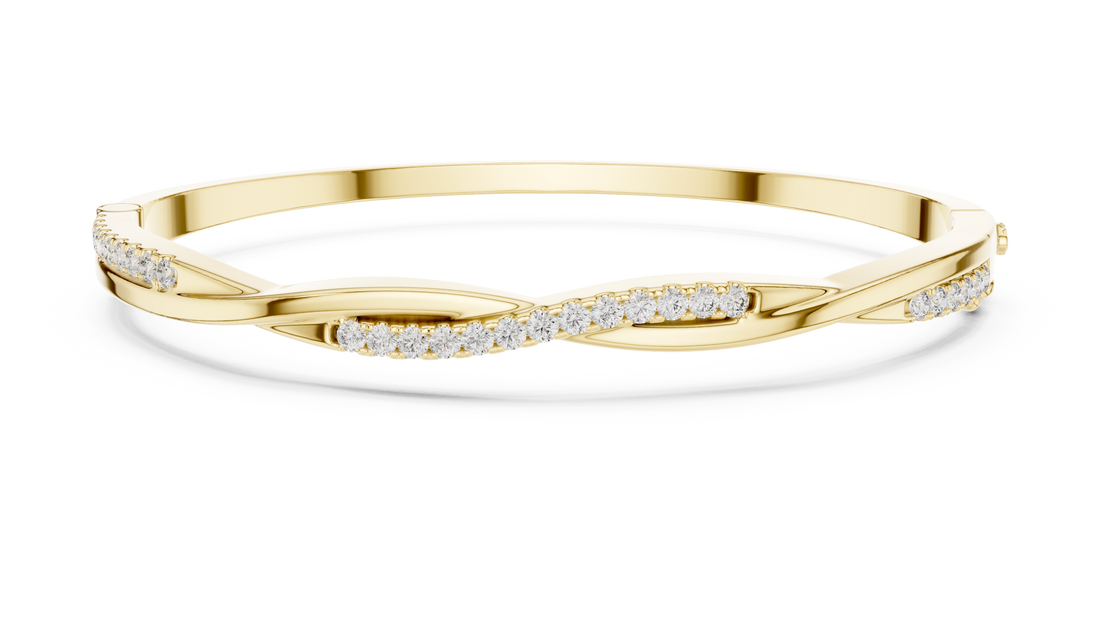 2.5 Pointer Twisted Round Diamond U-Cut Bangle