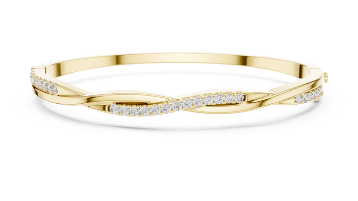 2.5 Pointer Twisted Round Diamond U-Cut Bangle