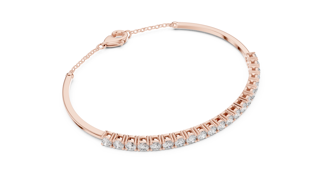 Open Cuff 11 Pointer Round Diamond Collet Bracelet