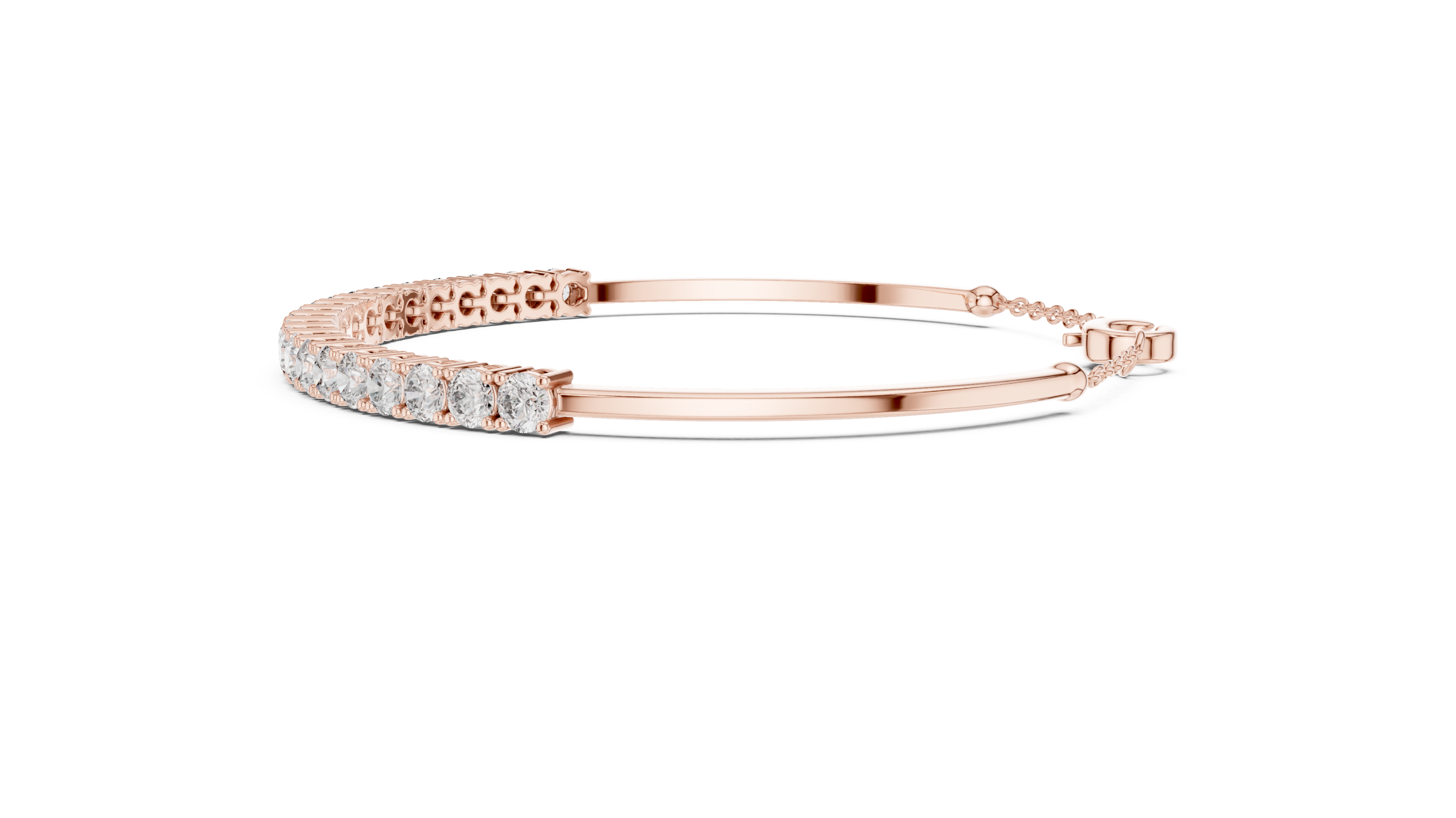 Open Cuff 11 Pointer Round Diamond Collet Bracelet