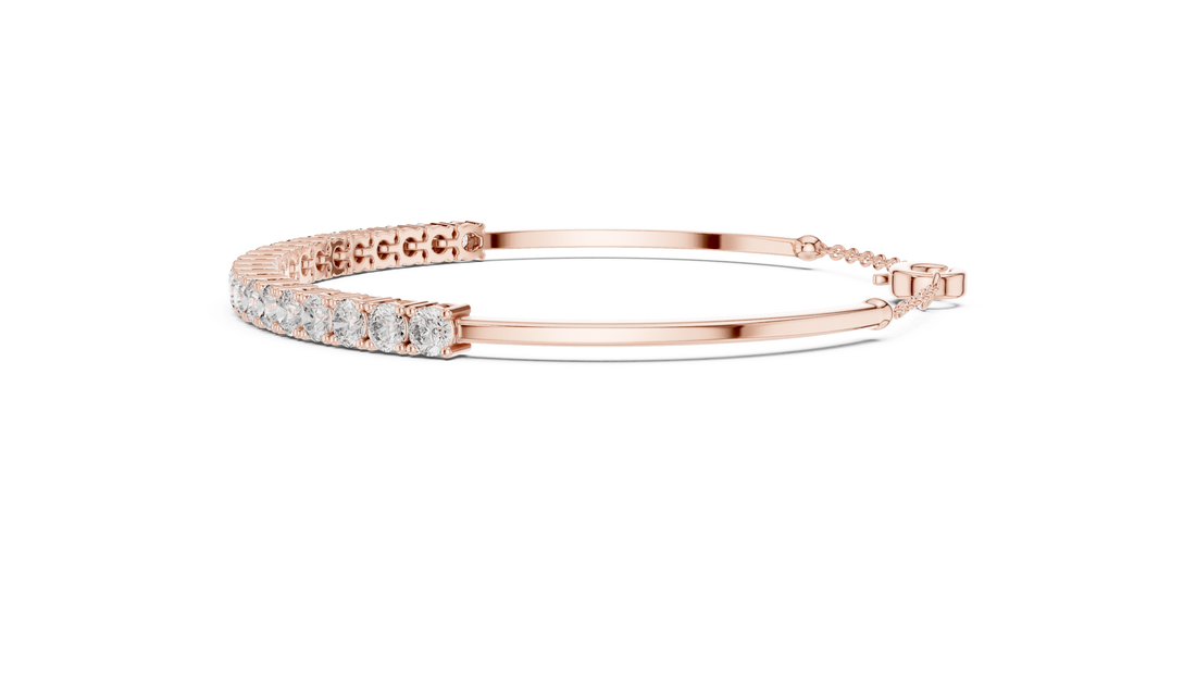 Open Cuff 11 Pointer Round Diamond Collet Bracelet