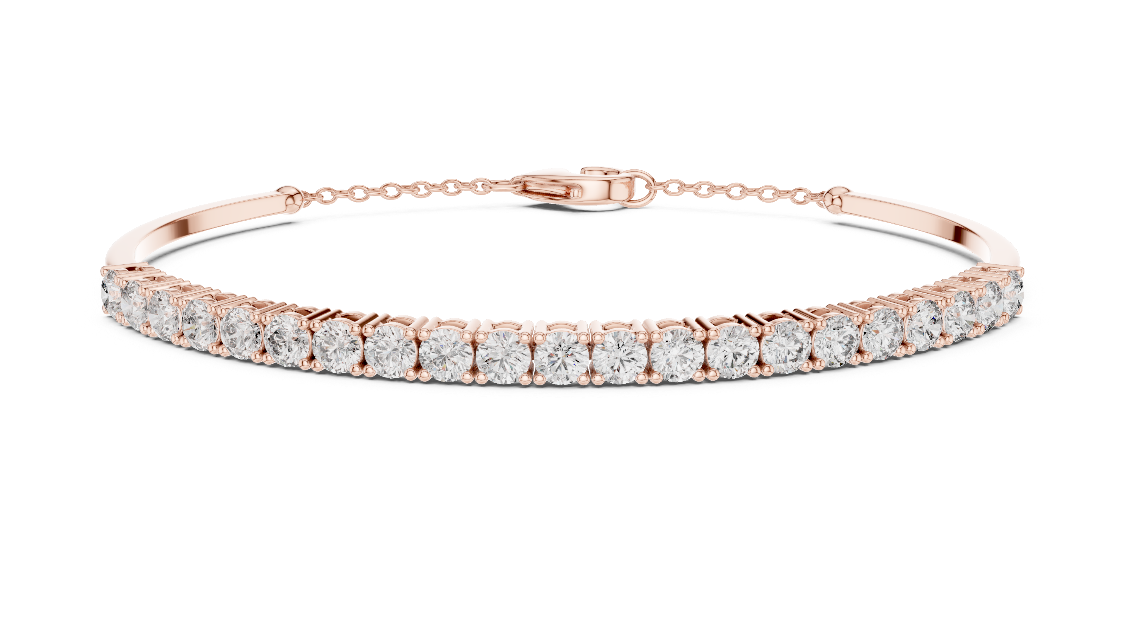 Open Cuff 11 Pointer Round Diamond Collet Bracelet