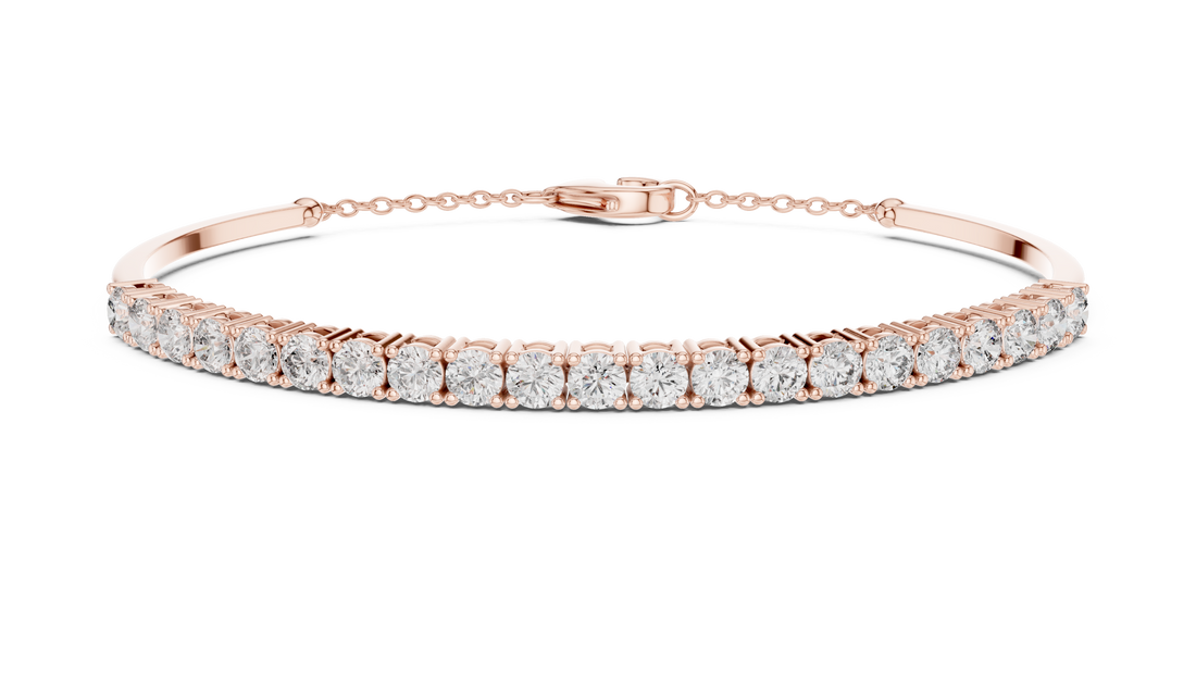 Open Cuff 11 Pointer Round Diamond Collet Bracelet