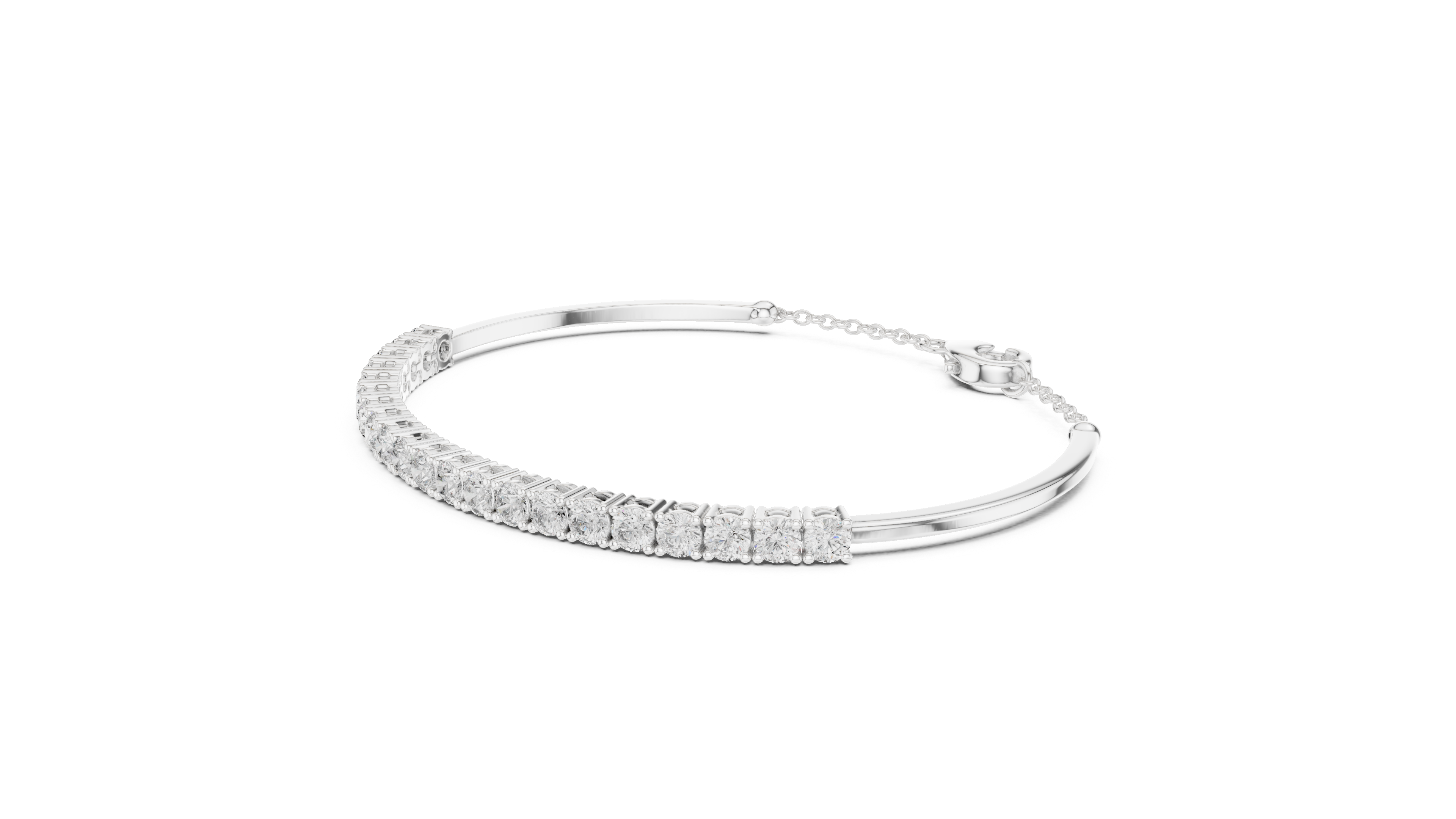 Open Cuff 11 Pointer Round Diamond Collet Bracelet