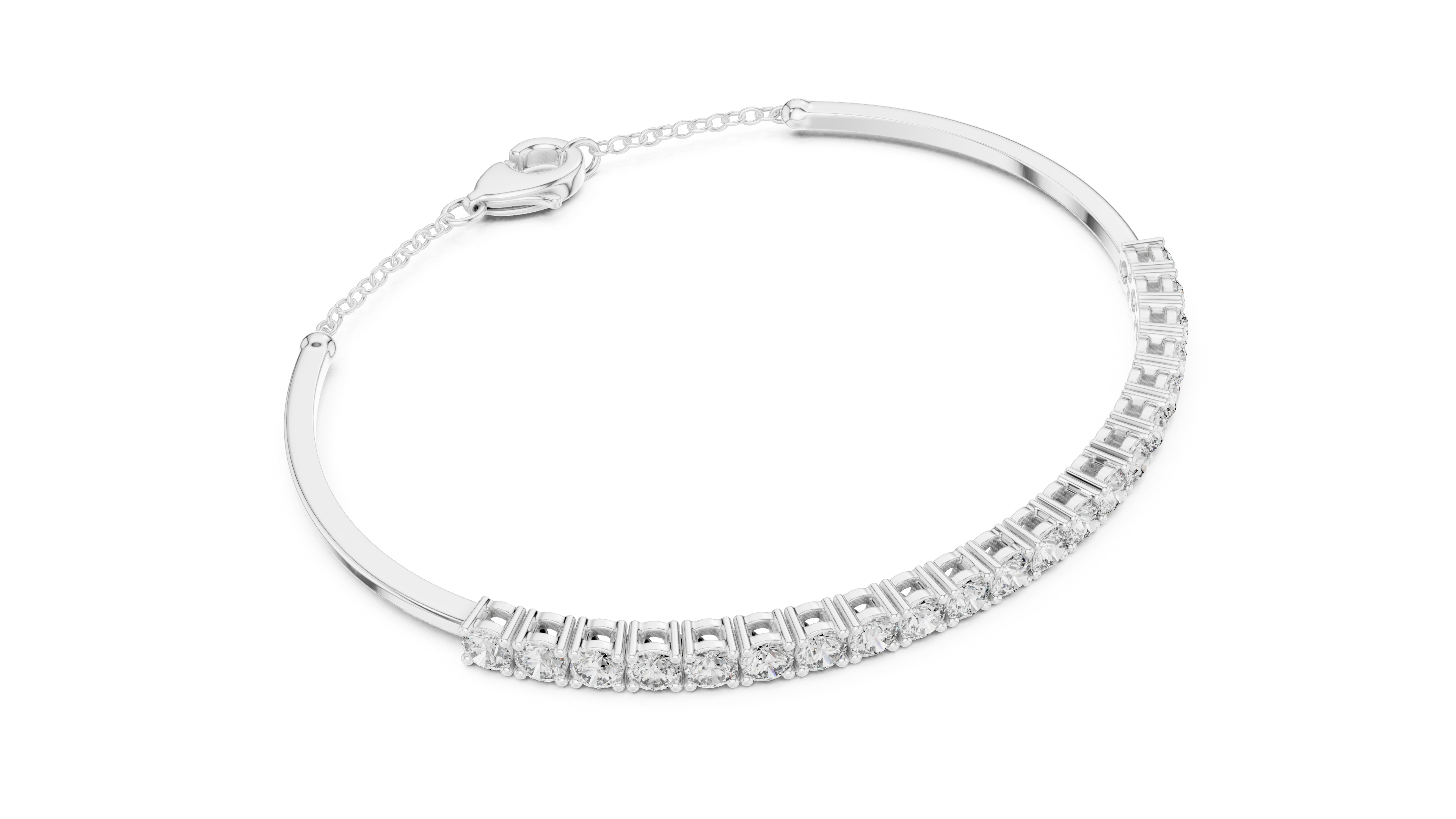 Open Cuff 11 Pointer Round Diamond Collet Bracelet