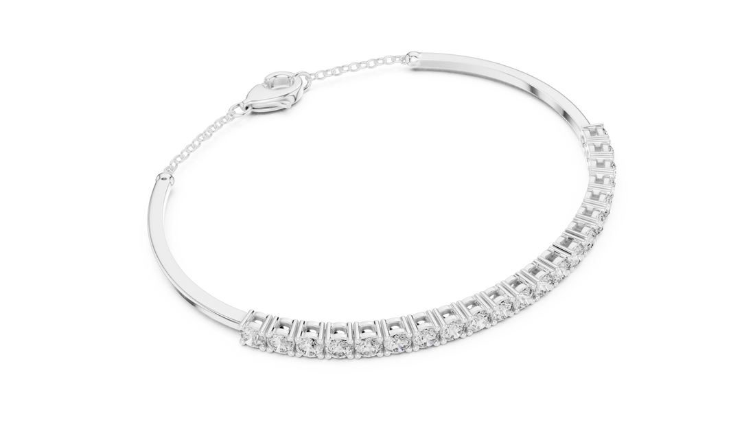 Open Cuff 11 Pointer Round Diamond Collet Bracelet