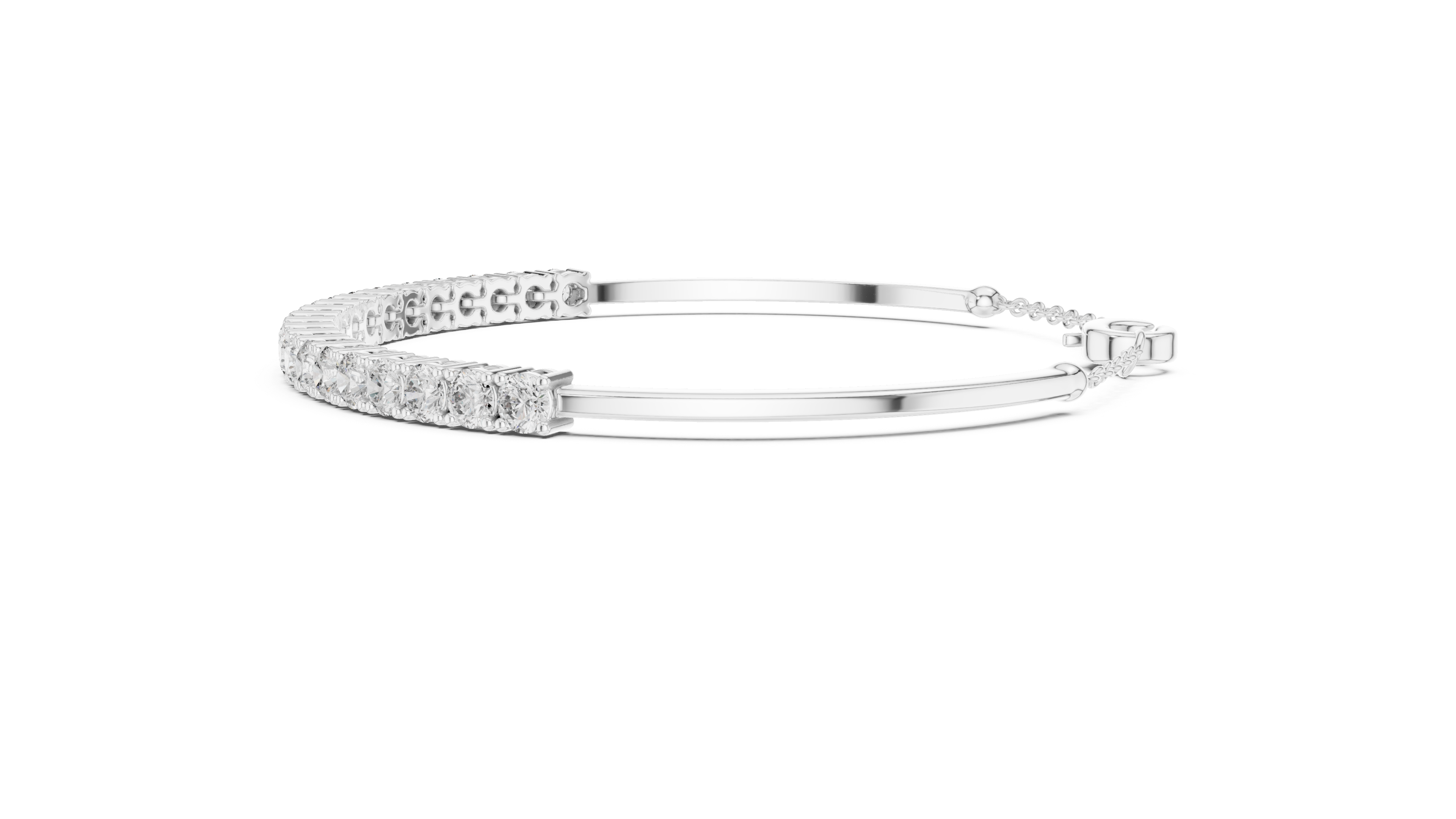 Open Cuff 11 Pointer Round Diamond Collet Bracelet