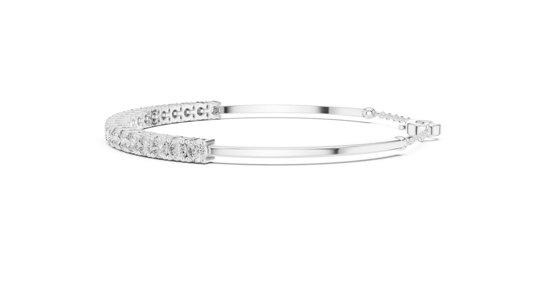 Open Cuff 11 Pointer Round Diamond Collet Bracelet