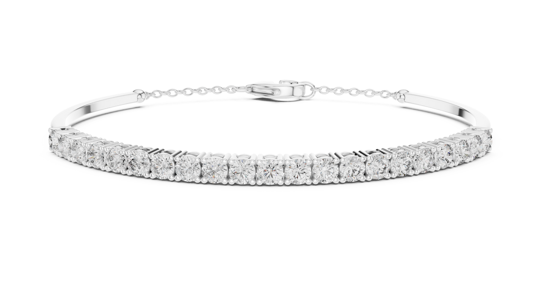 Open Cuff 11 Pointer Round Diamond Collet Bracelet