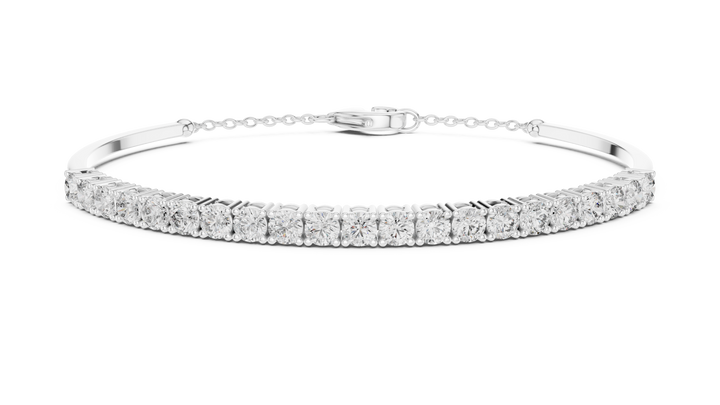 Open Cuff 11 Pointer Round Diamond Collet Bracelet