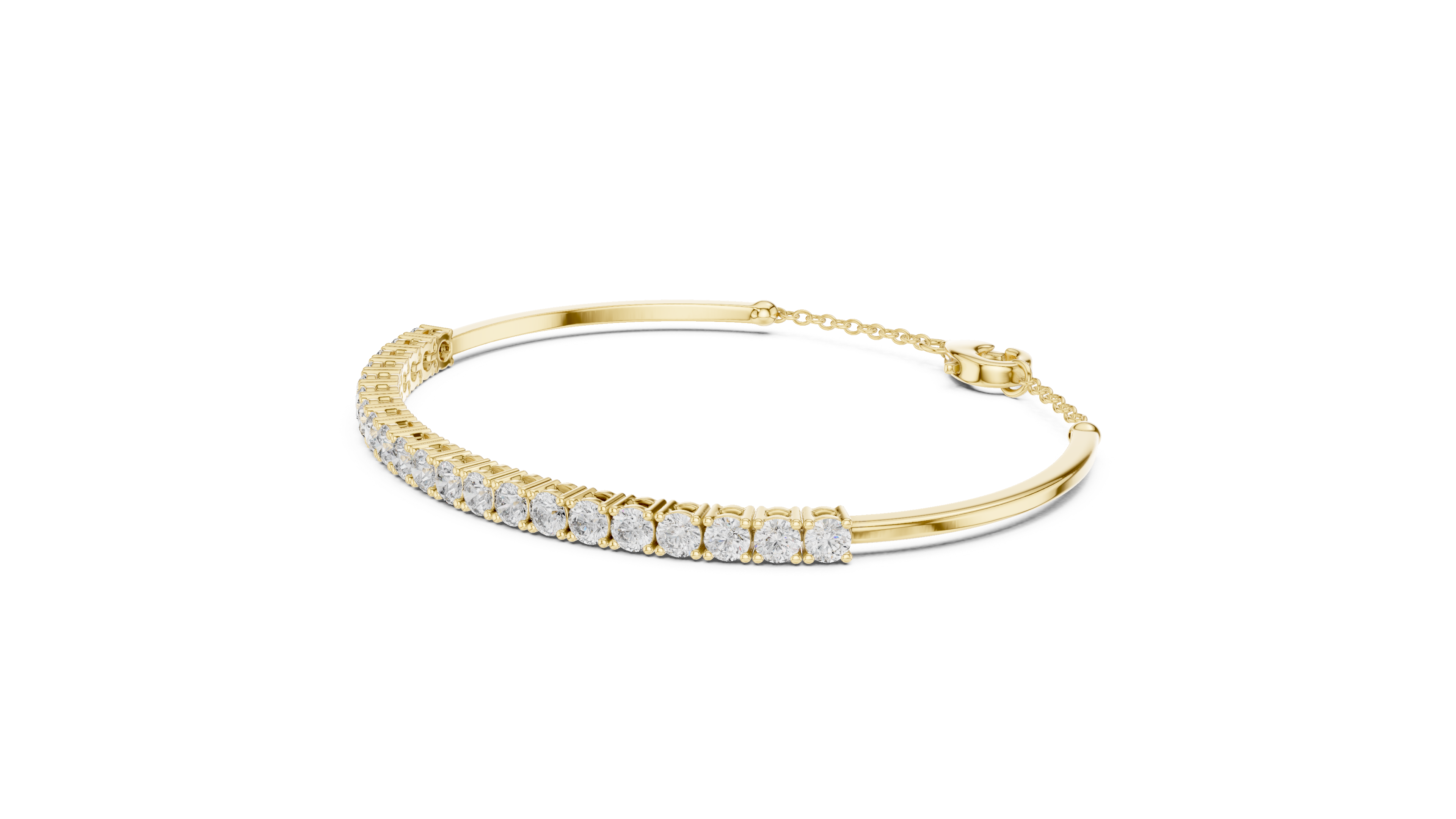 Open Cuff 11 Pointer Round Diamond Collet Bracelet