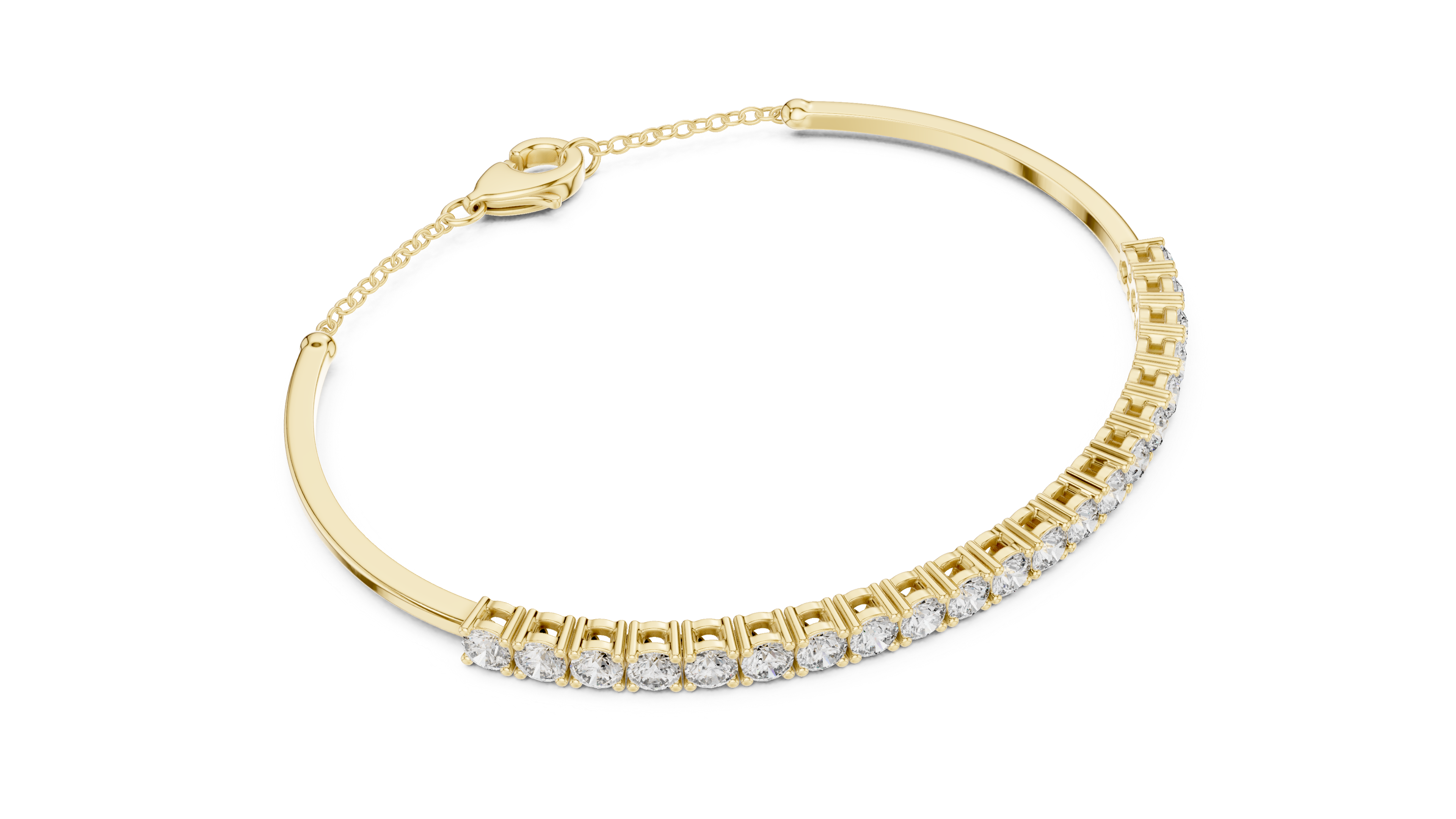 Open Cuff 11 Pointer Round Diamond Collet Bracelet