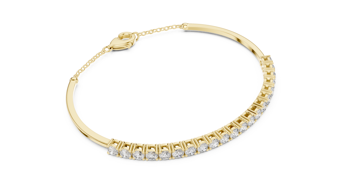 Open Cuff 11 Pointer Round Diamond Collet Bracelet