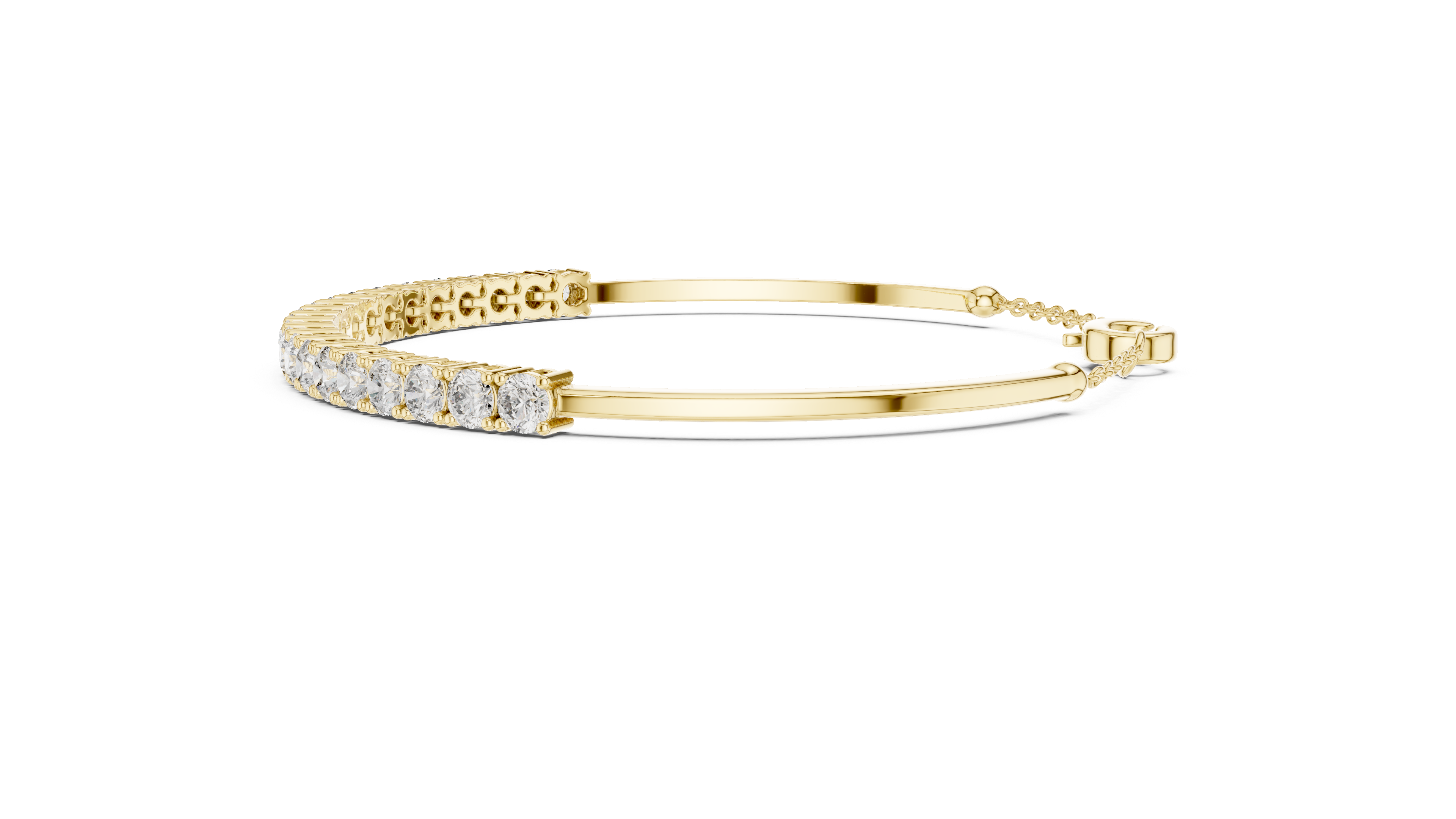 Open Cuff 11 Pointer Round Diamond Collet Bracelet