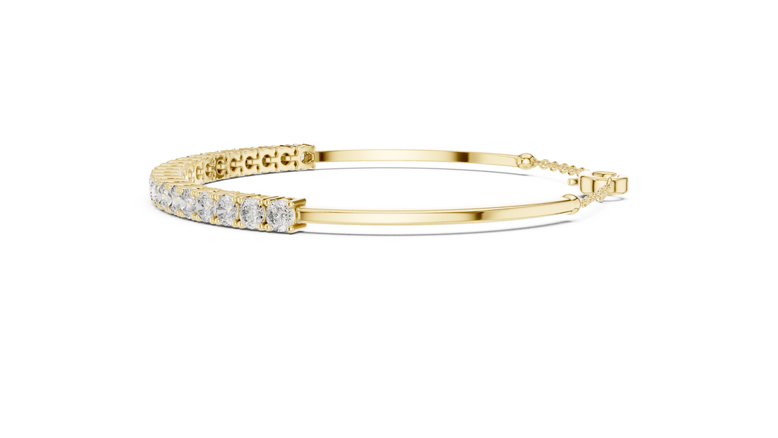 Open Cuff 11 Pointer Round Diamond Collet Bracelet