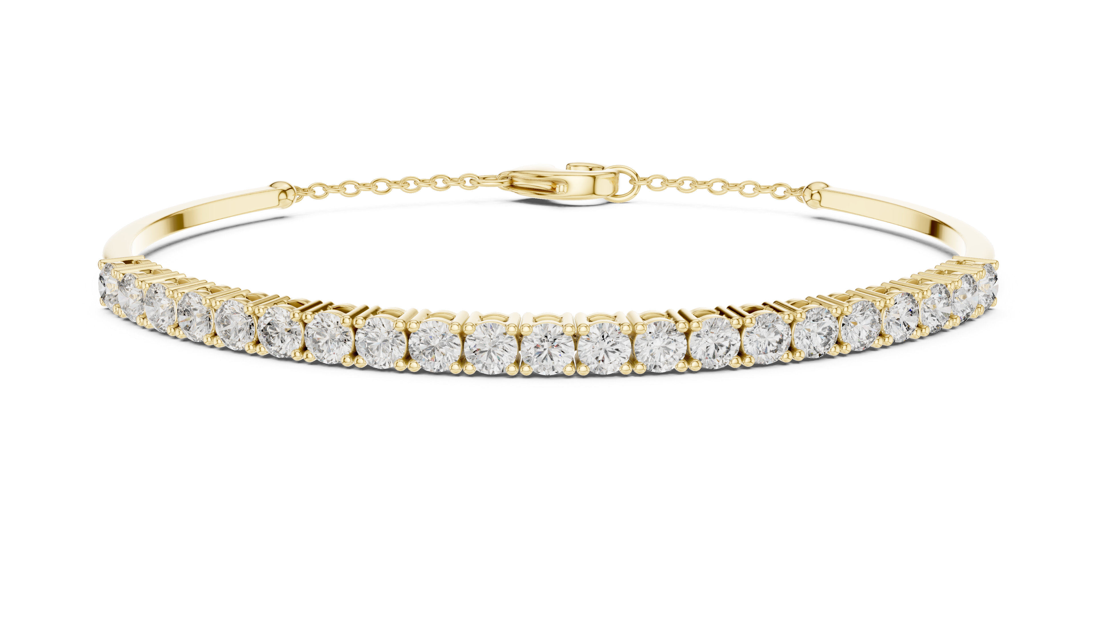 Open Cuff 11 Pointer Round Diamond Collet Bracelet