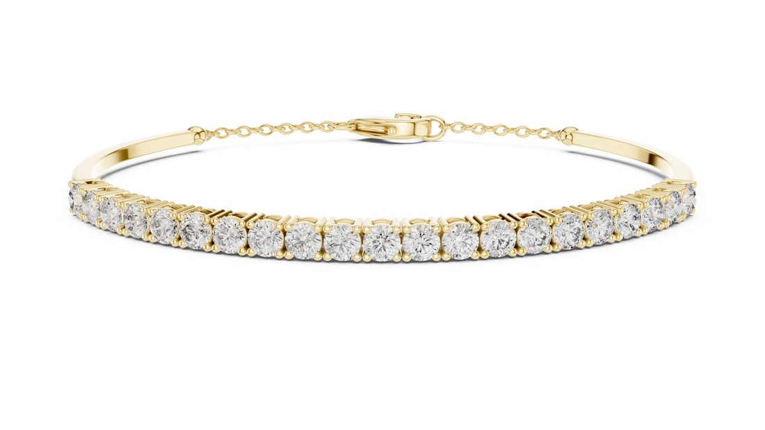 Open Cuff 11 Pointer Round Diamond Collet Bracelet