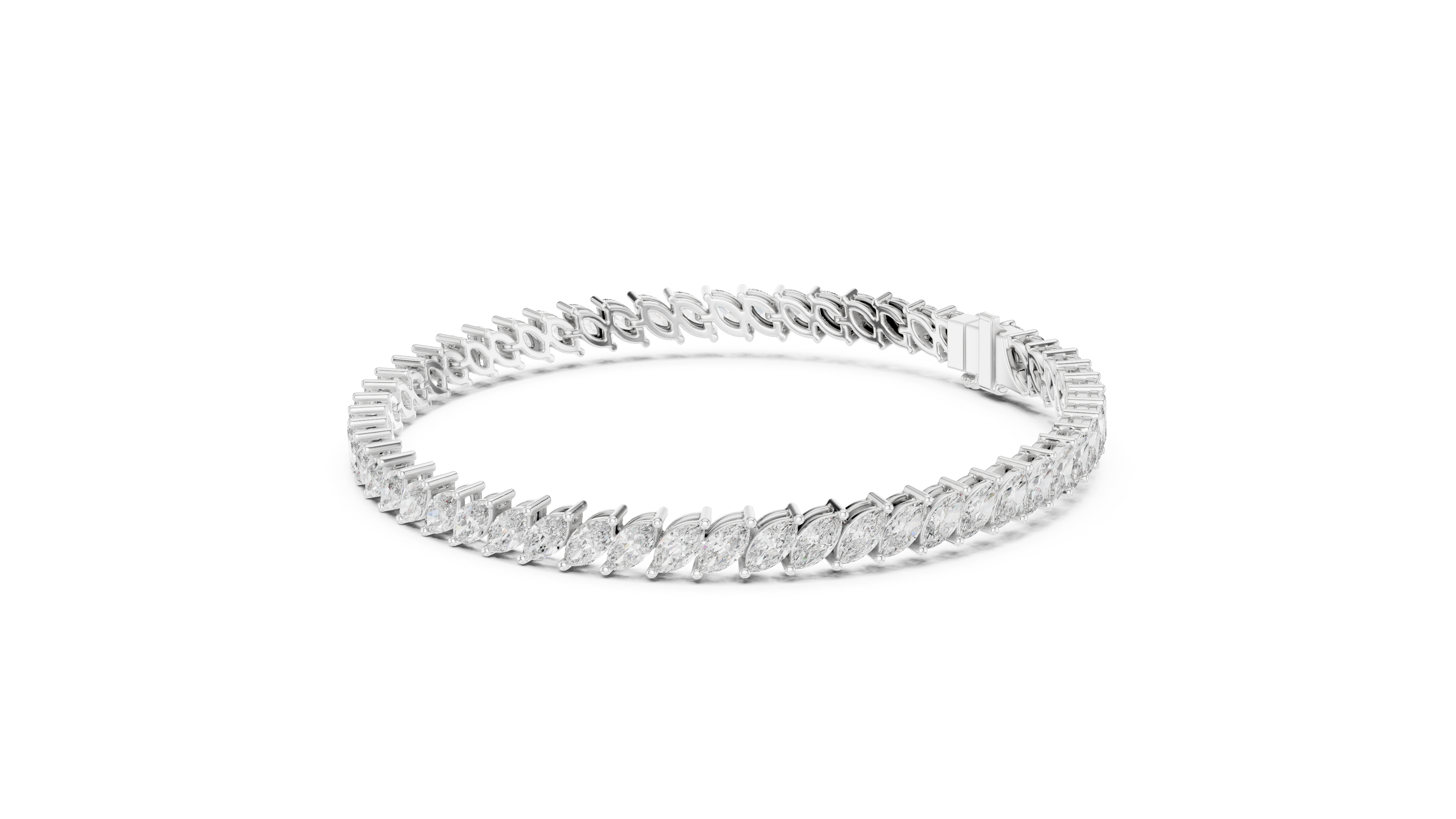 15 Pointer Marquise Cut Diamond Collet Tennis Bracelet