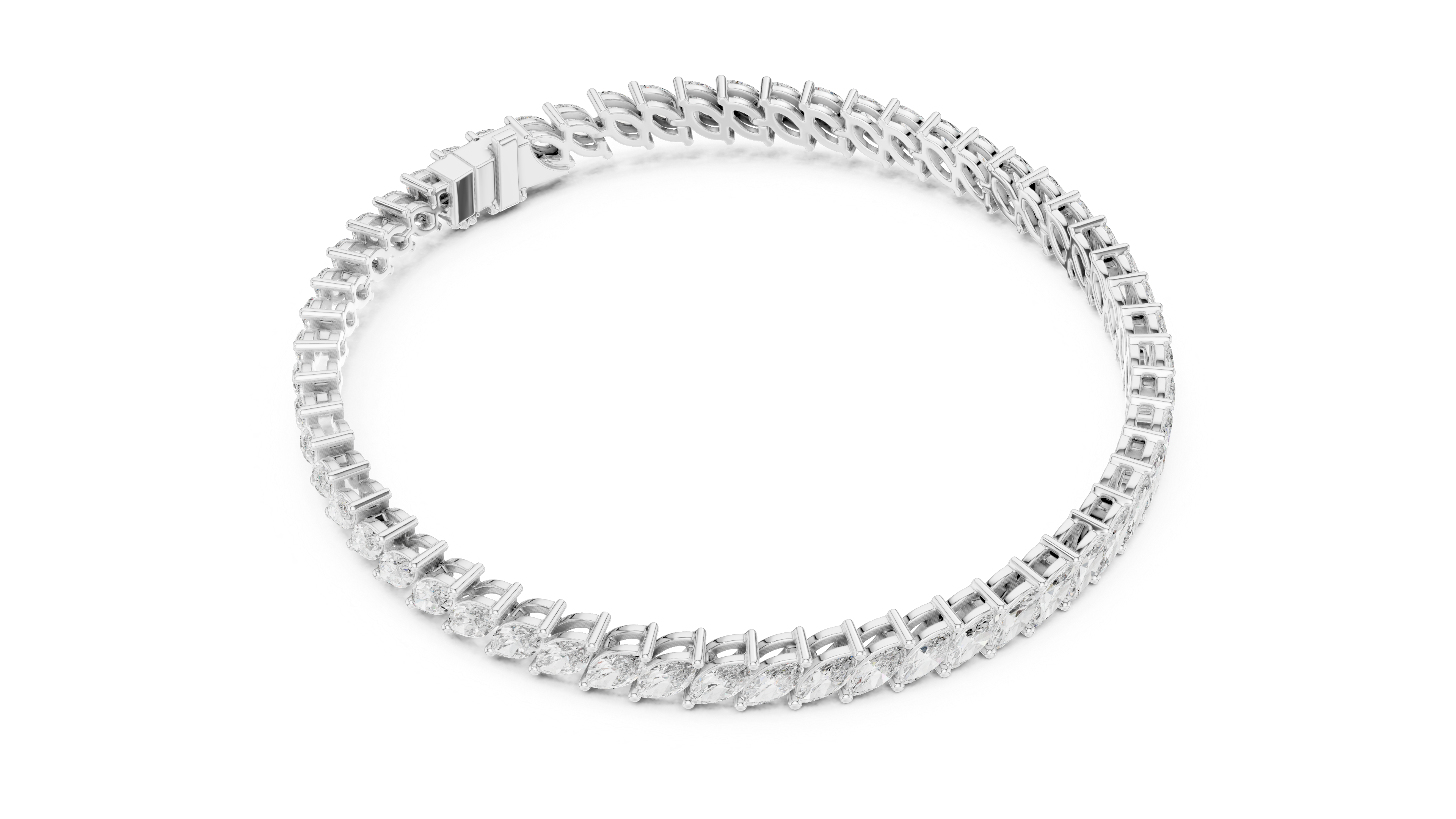 15 Pointer Marquise Cut Diamond Collet Tennis Bracelet