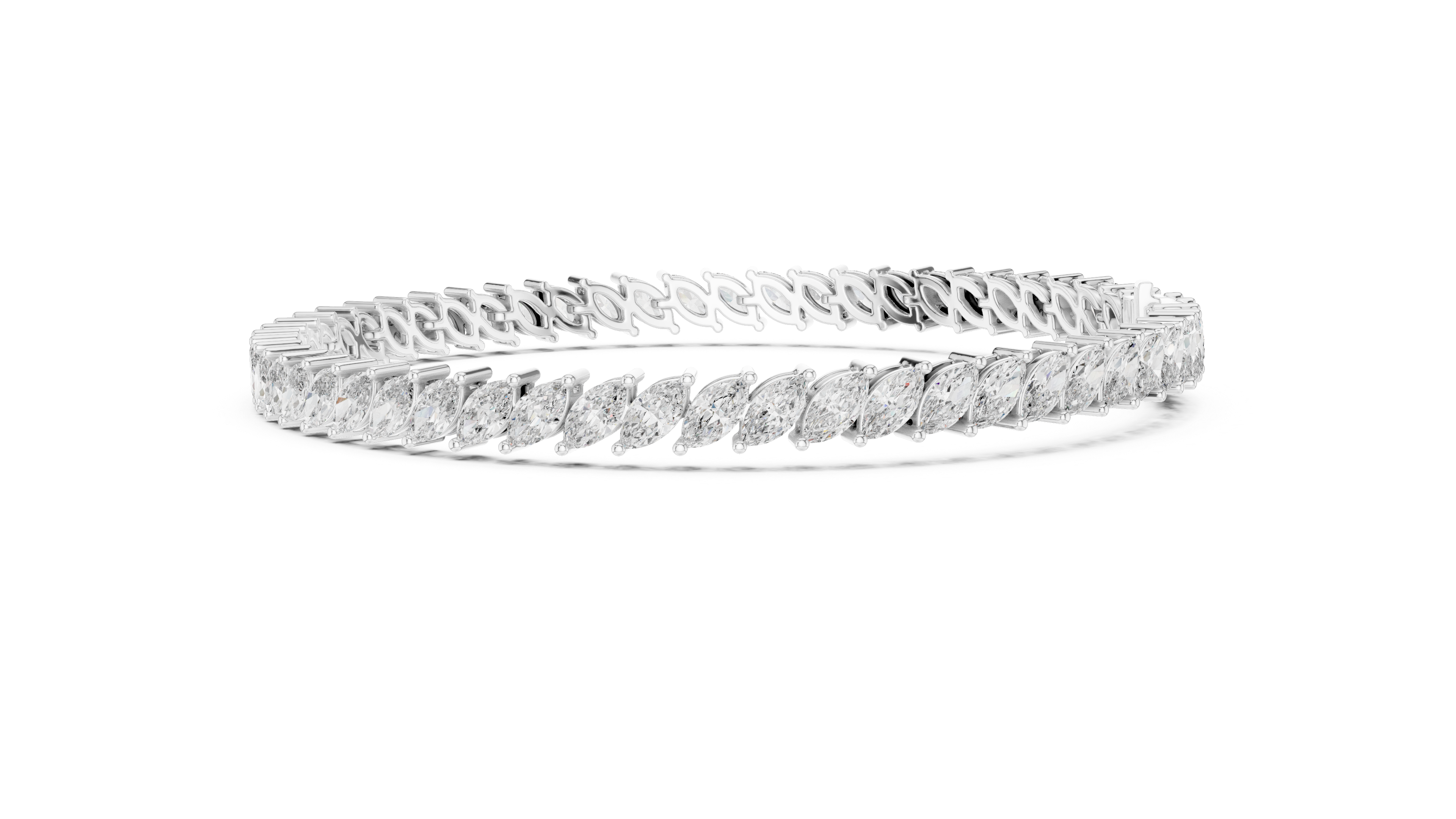 15 Pointer Marquise Cut Diamond Collet Tennis Bracelet