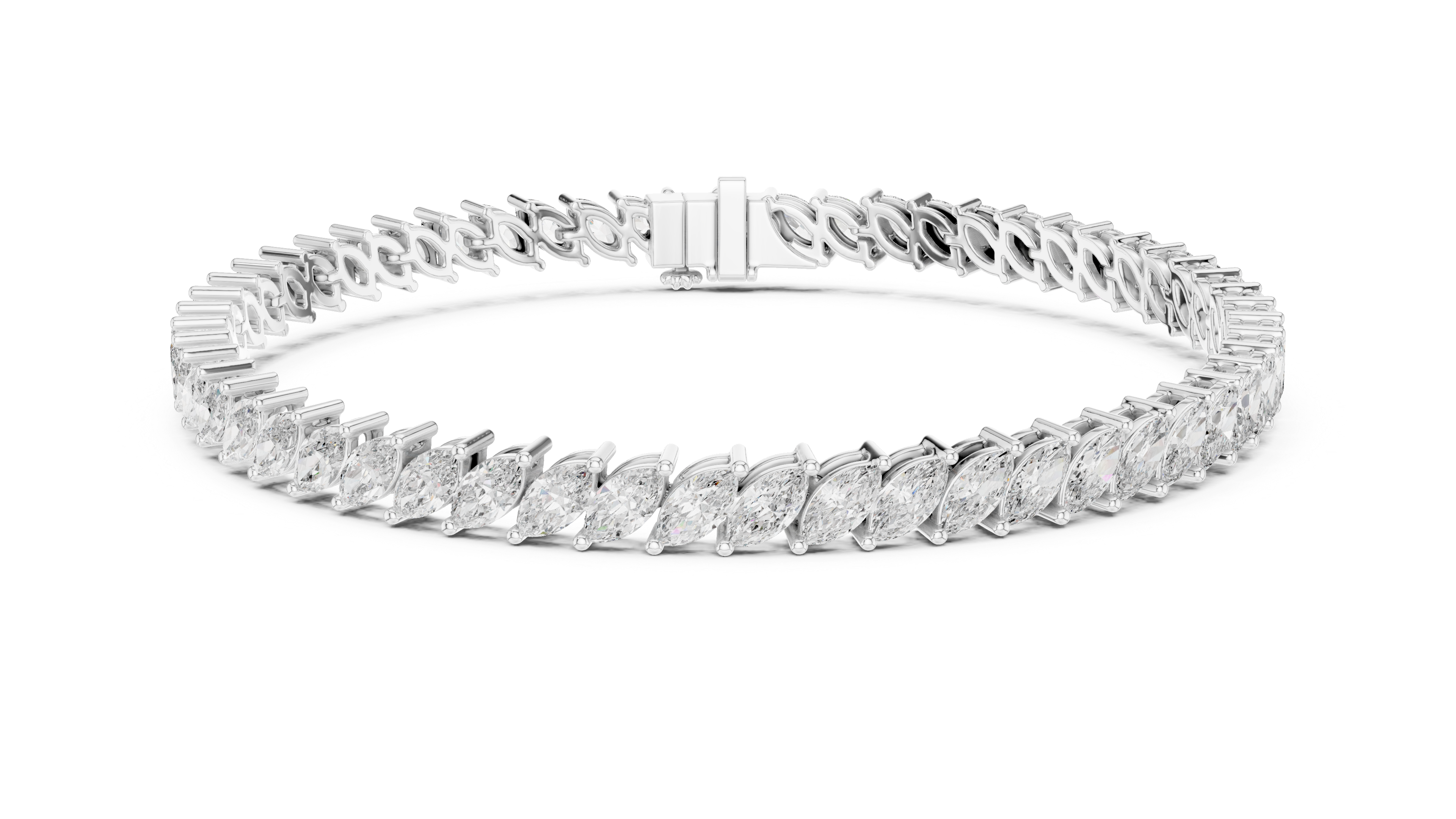 15 Pointer Marquise Cut Diamond Collet Tennis Bracelet