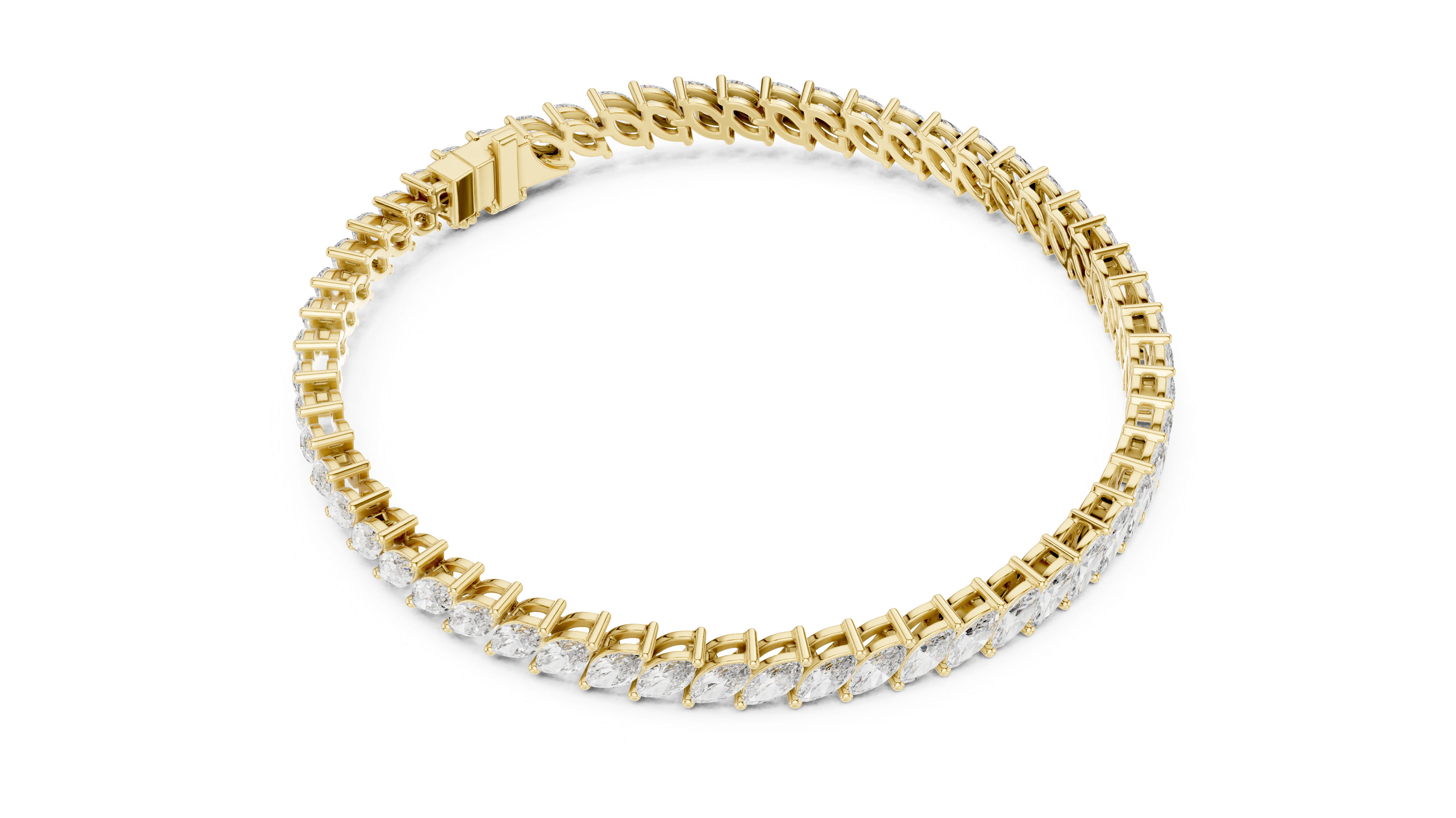 15 Pointer Marquise Cut Diamond Collet Tennis Bracelet
