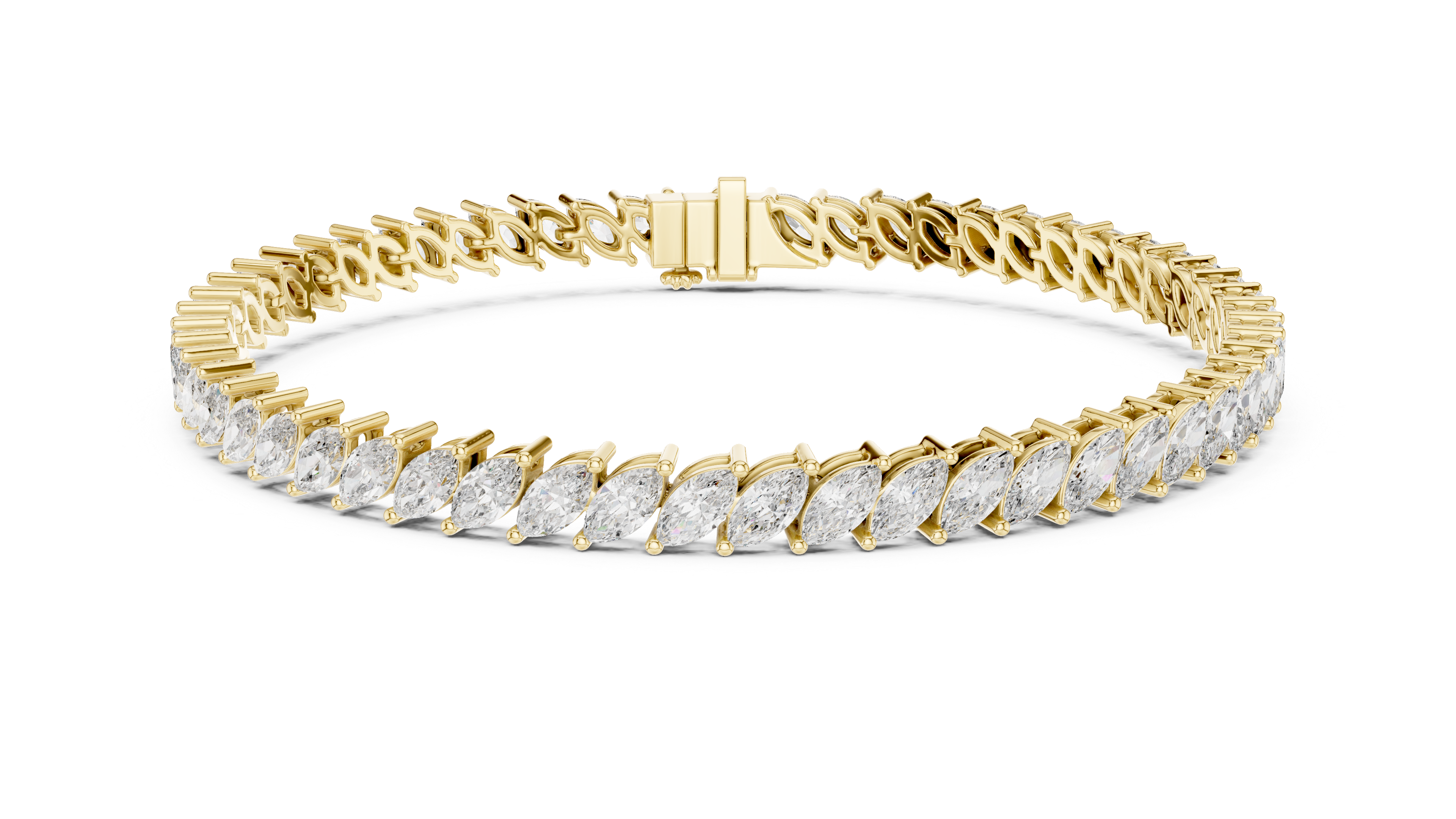 15 Pointer Marquise Cut Diamond Collet Tennis Bracelet