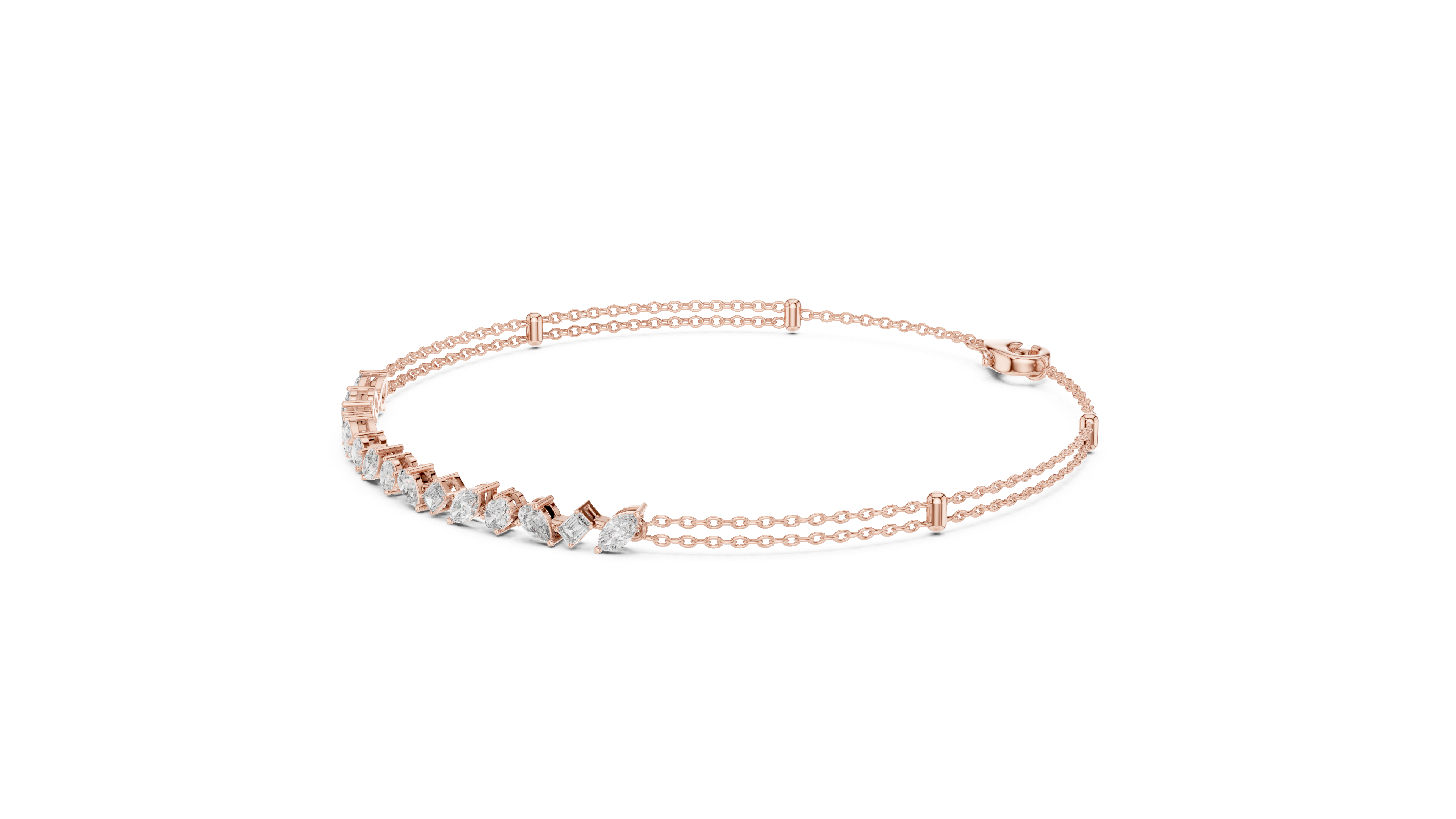 Multi-Shape Diamond Station Chain Bracelet