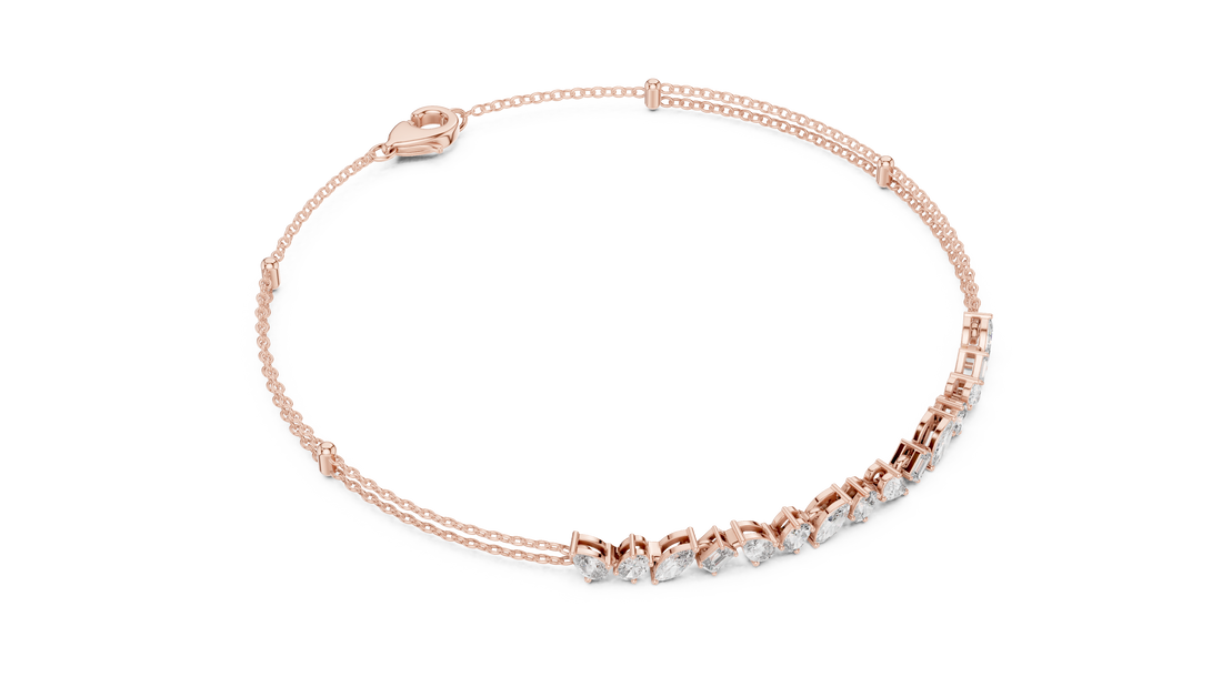 Multi-Shape Diamond Station Chain Bracelet